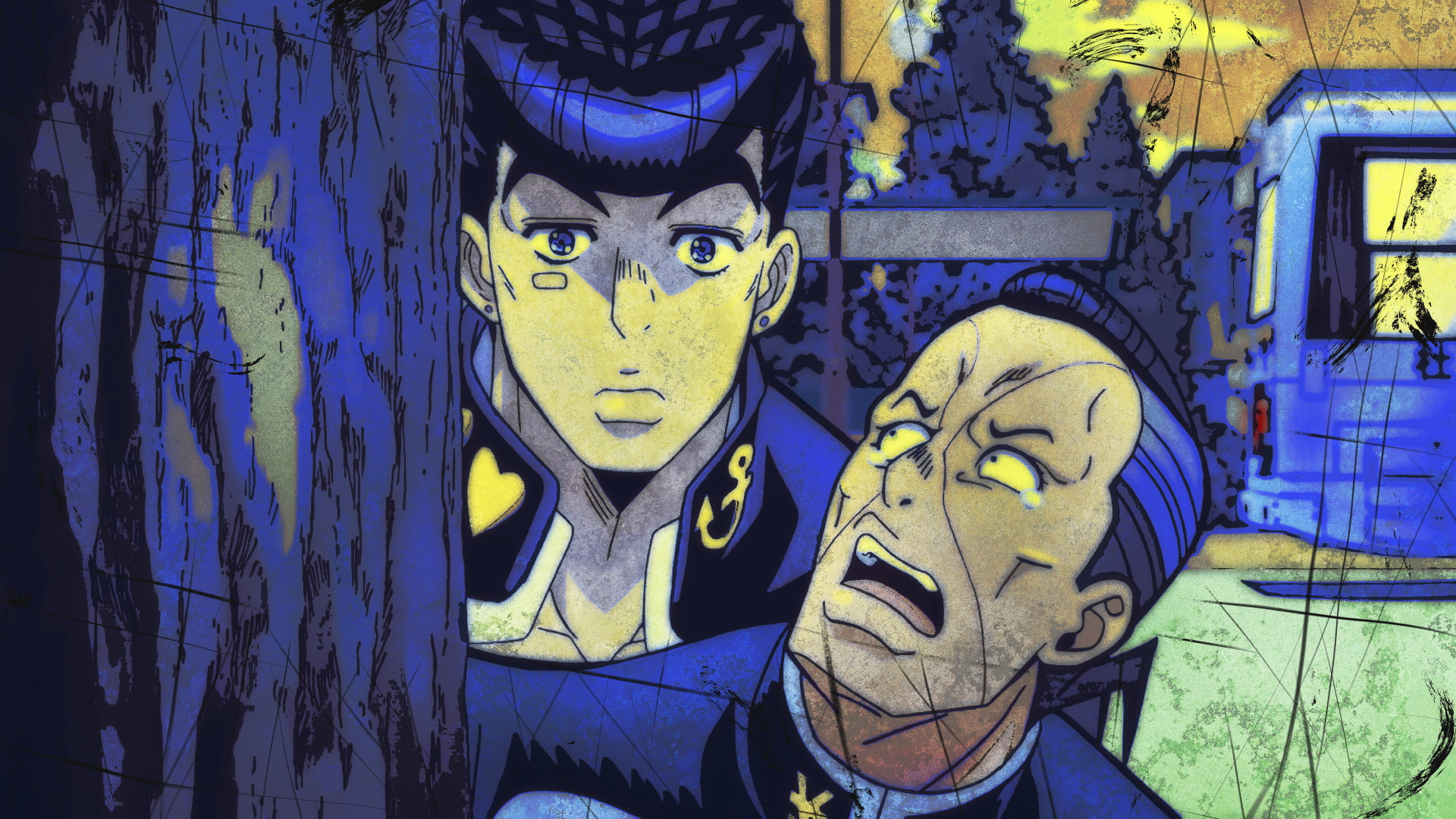 Jojos Bizarre Adventure, 1080P, Josuke Higashikata, Okuyasu Nijimura, Anime, HD Wallpaper