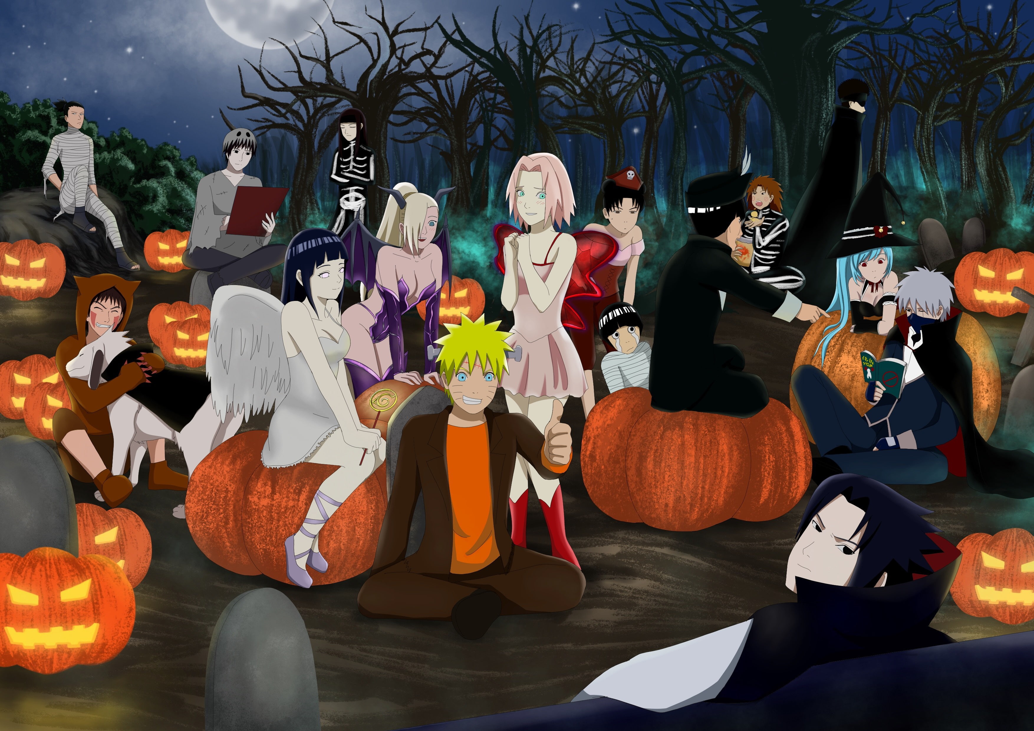 anime, Naruto Shippuden, manga, halloween, Naruto, bishojo, kawaii, kunoichi, 2K, Hiouri-Nin, shinobi, japonese, ninja, HD Wallpaper