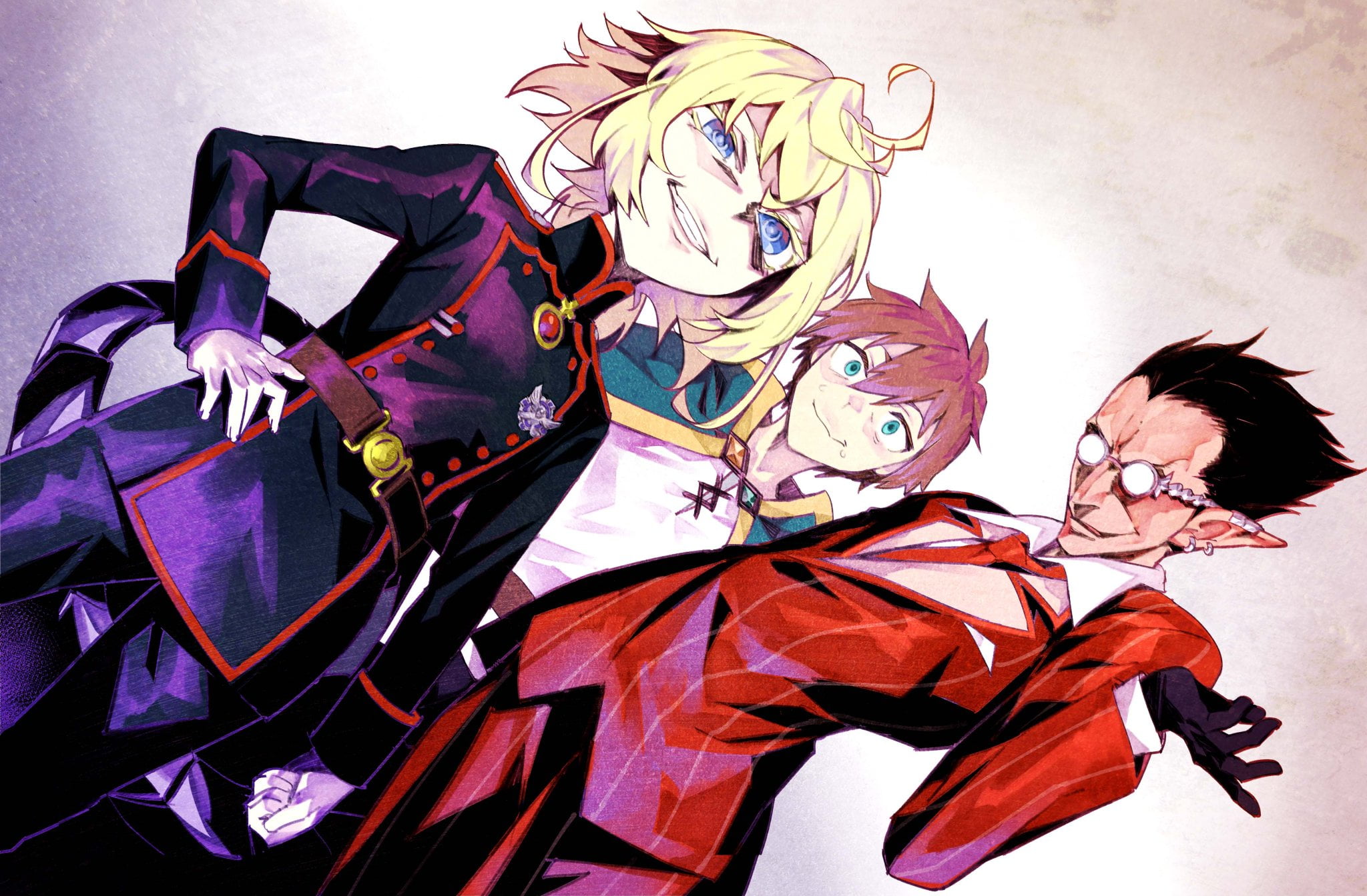 Overlord (Anime), KonoSuba – God’s blessing on this wonderful world!!, Youjo Senki, Demiurge (Overlord), Crossover, 1080P, Tanya Degurechaff, Kazuma Satou, HD Wallpaper
