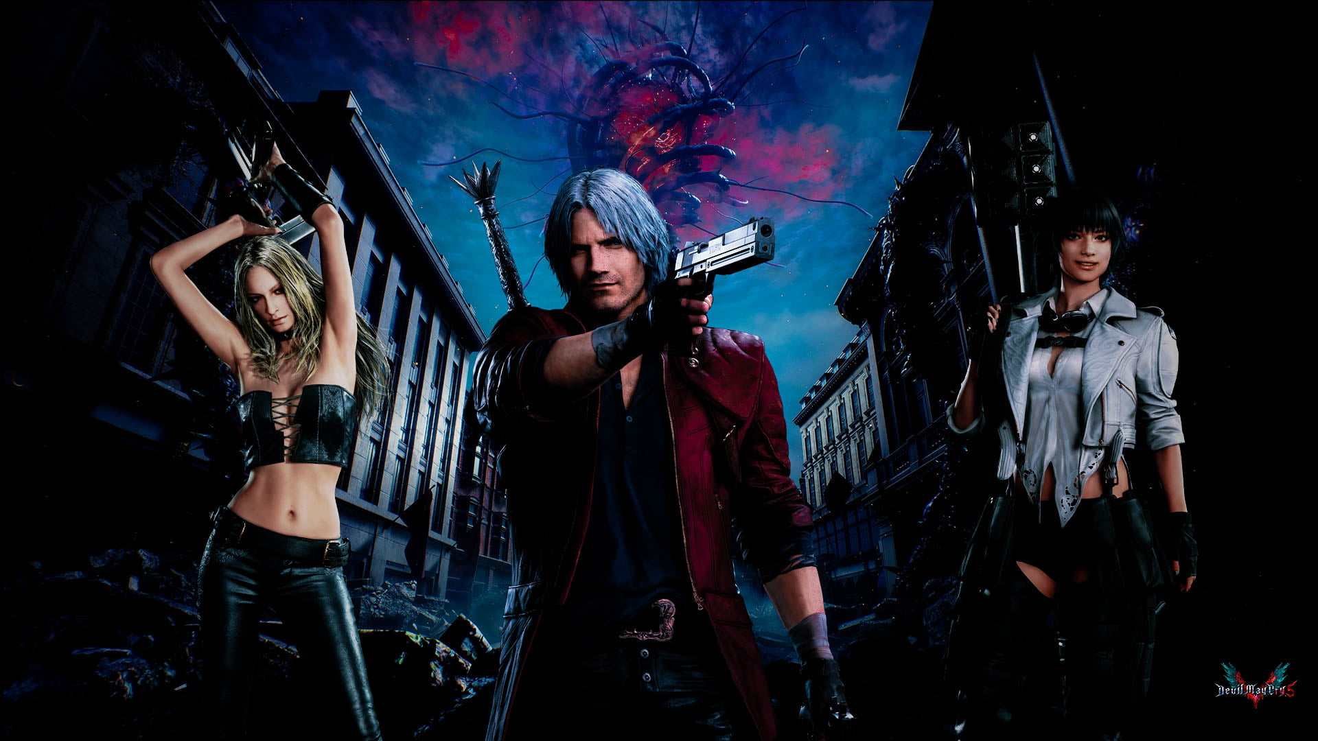 concert, skill, three quarter length, 1080P, two people, real people, video games, young men, music, enjoyment, Devil May Cry 5, young adult, night, standing, HD Wallpaper