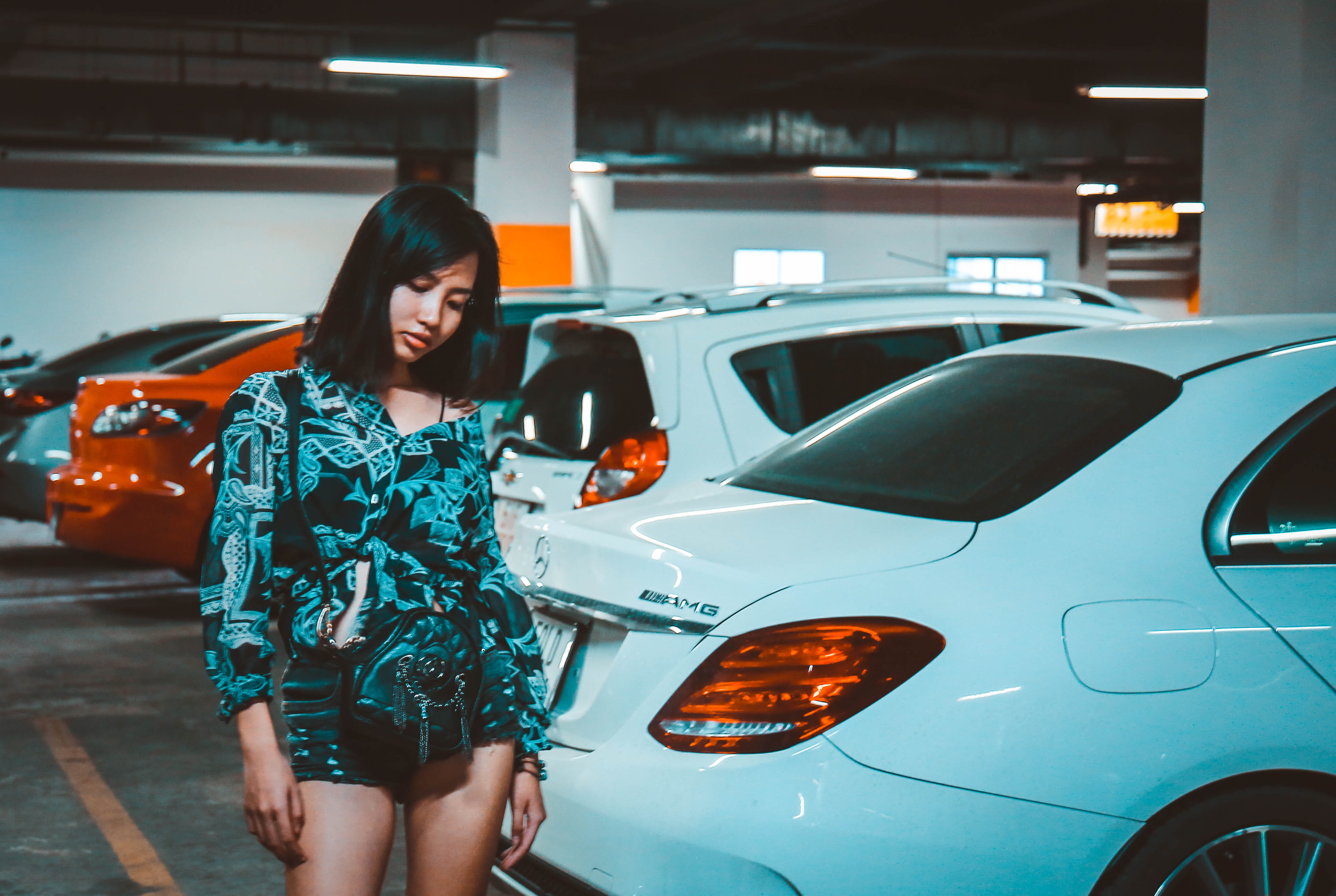 mode of transportation, beside, blue, adult, hairstyle, indoors, young adult, modern, vehicle, transportation, three quarter length, garage, casual clothing, HD Wallpaper