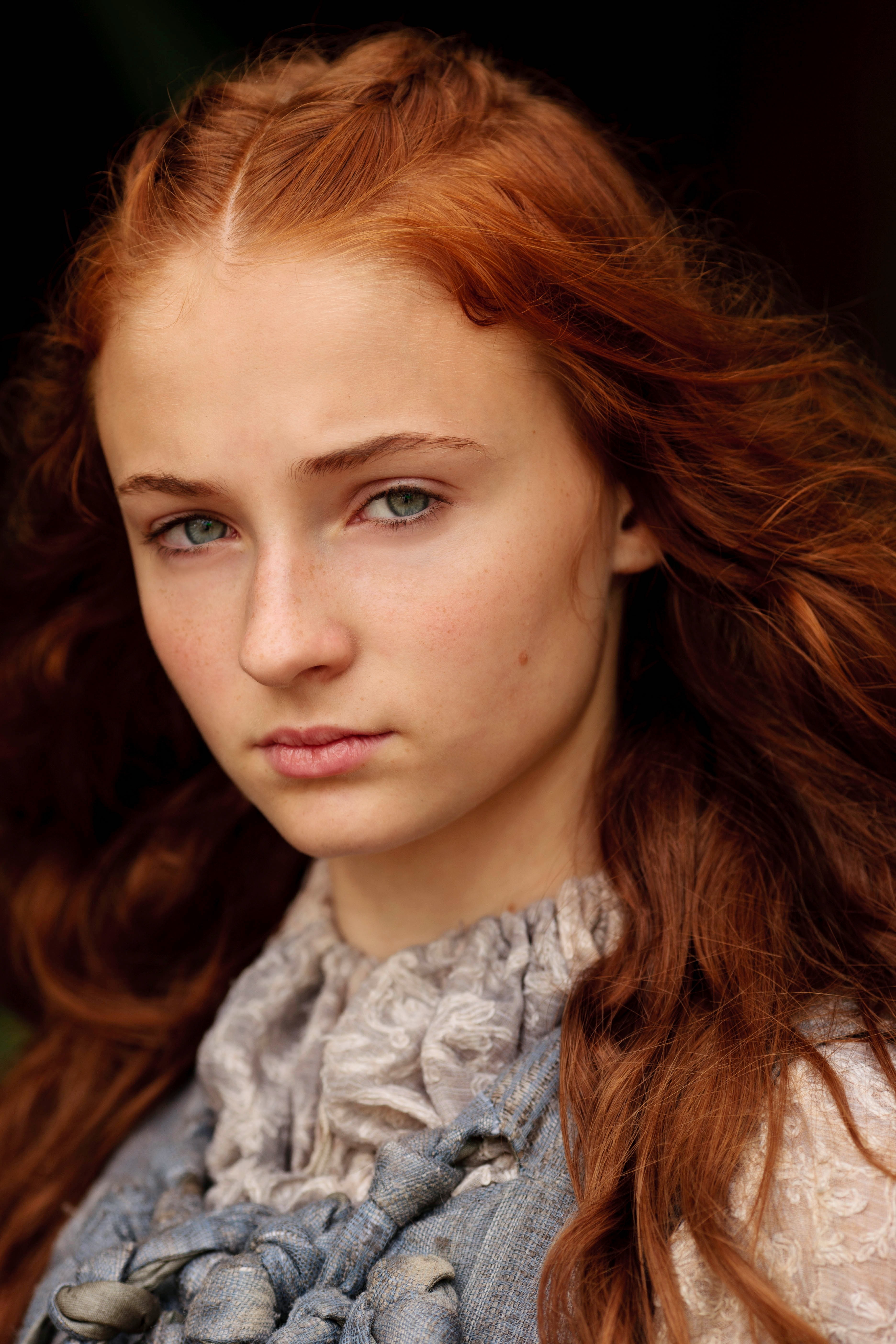 redhead, actress, green eyes, Sophie Turner, 5K, Phone HD Wallpaper