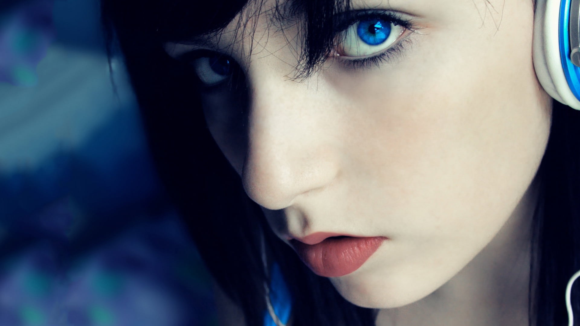 face, women, beautiful woman, contemplation, close, woman, headphones, model, photo, 1080P, young adult, teardrop, s, teenager, young women, headshot, HD Wallpaper
