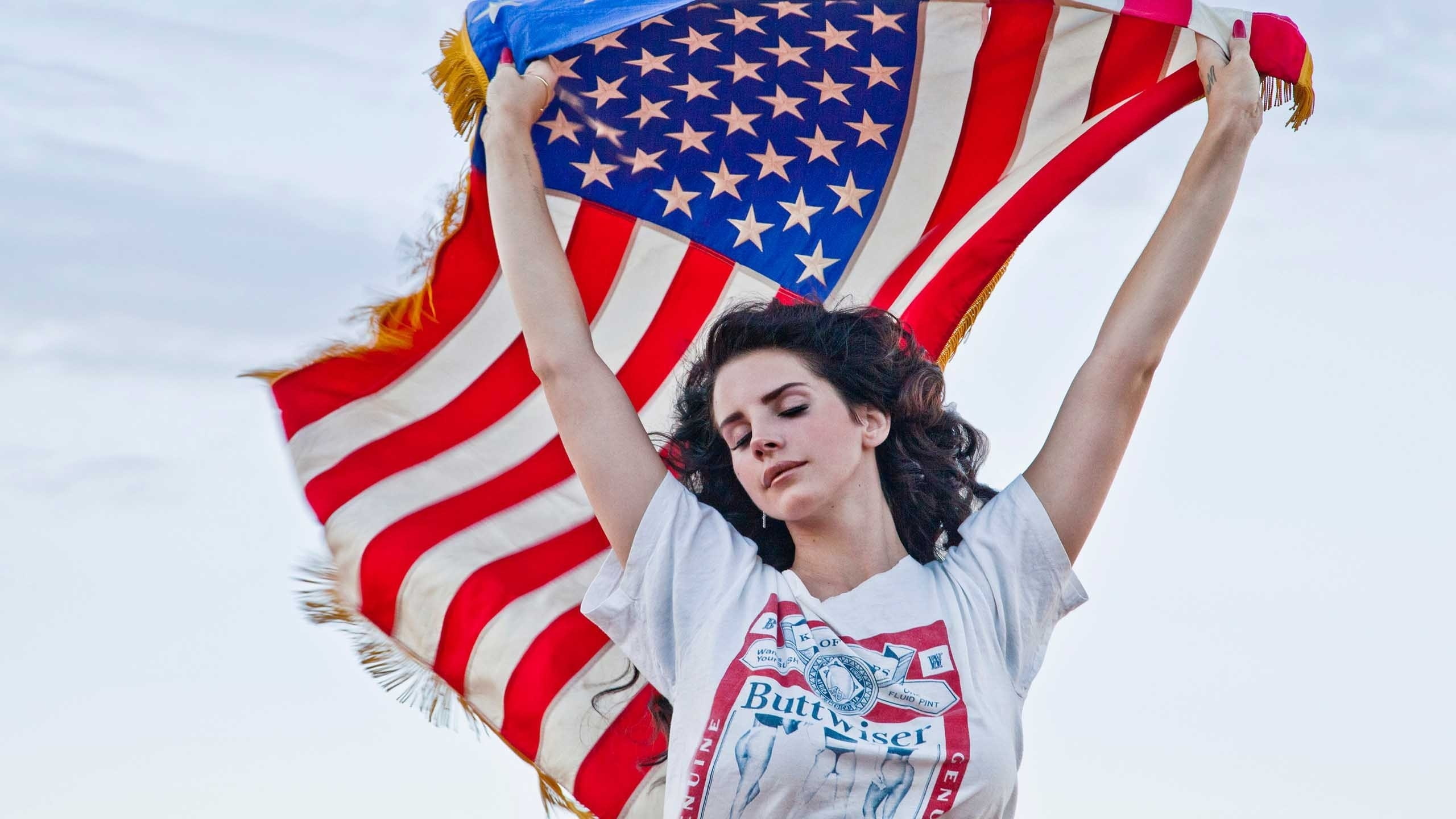 singer, flag, american, 2K, rey, del, lana, beautiful, HD Wallpaper