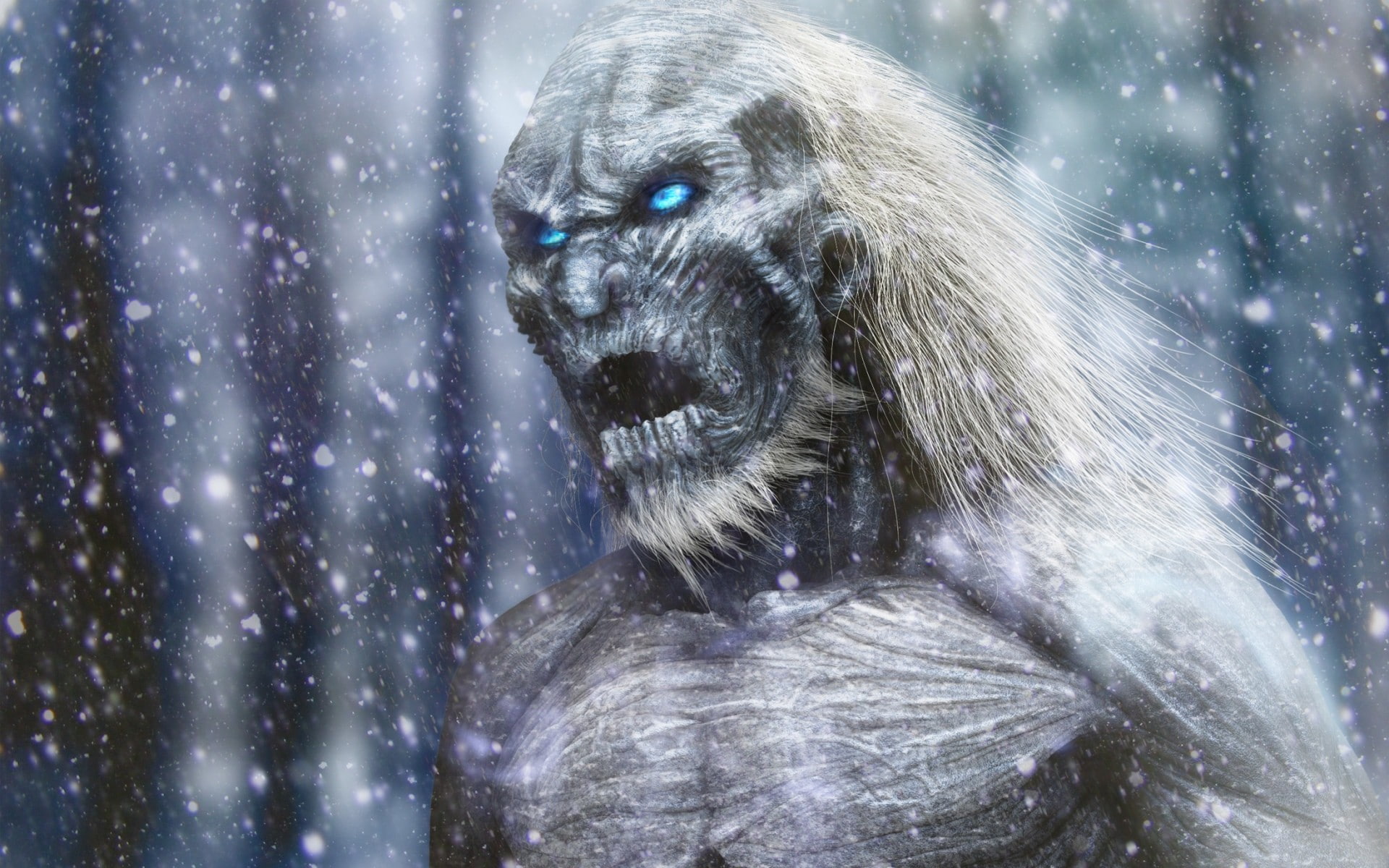 song, face, walker, fire, ice, thrones, white, 1080P, game, snow, HD Wallpaper