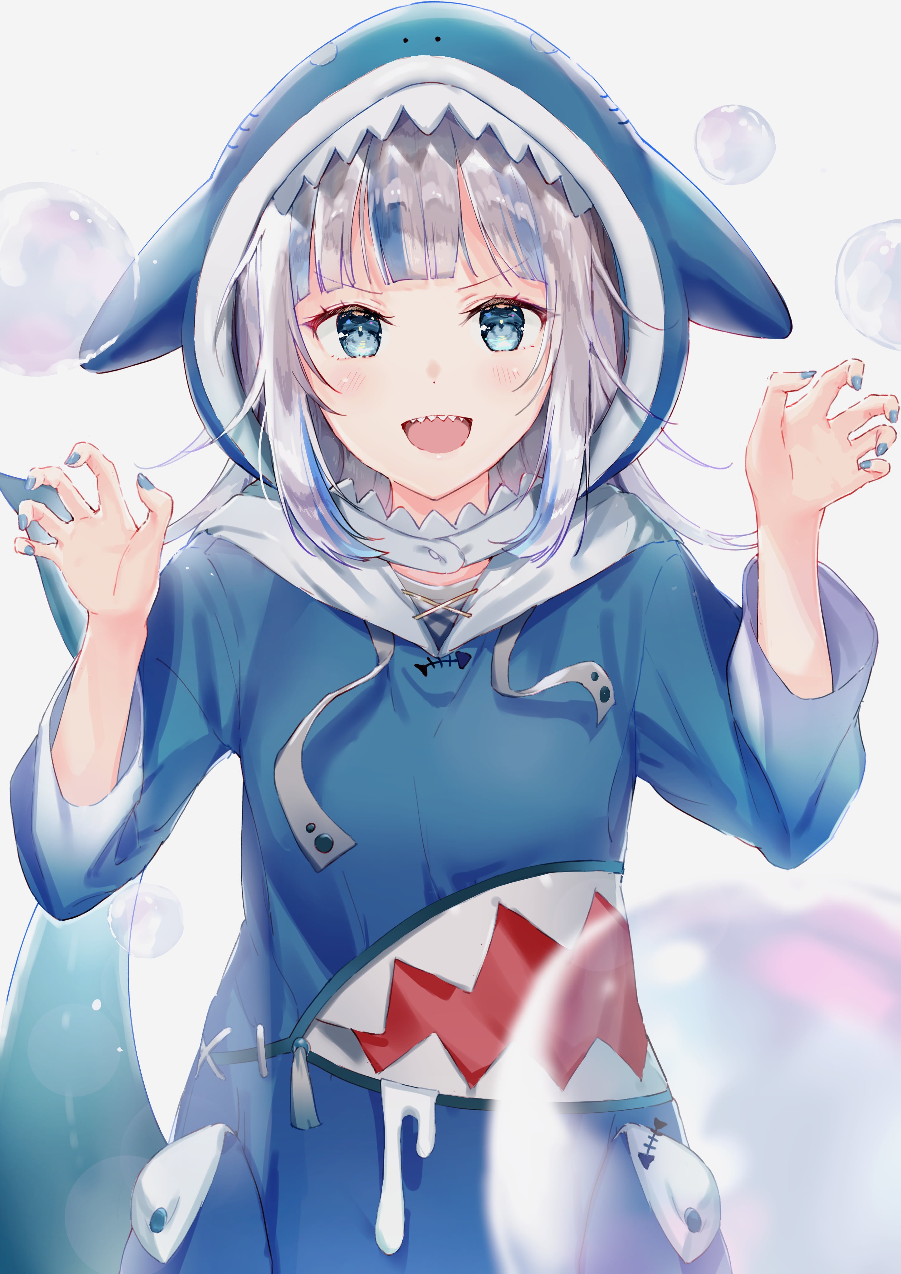 pyjamas, smiling, 4K, Gawr Gura, Phone HD Wallpaper