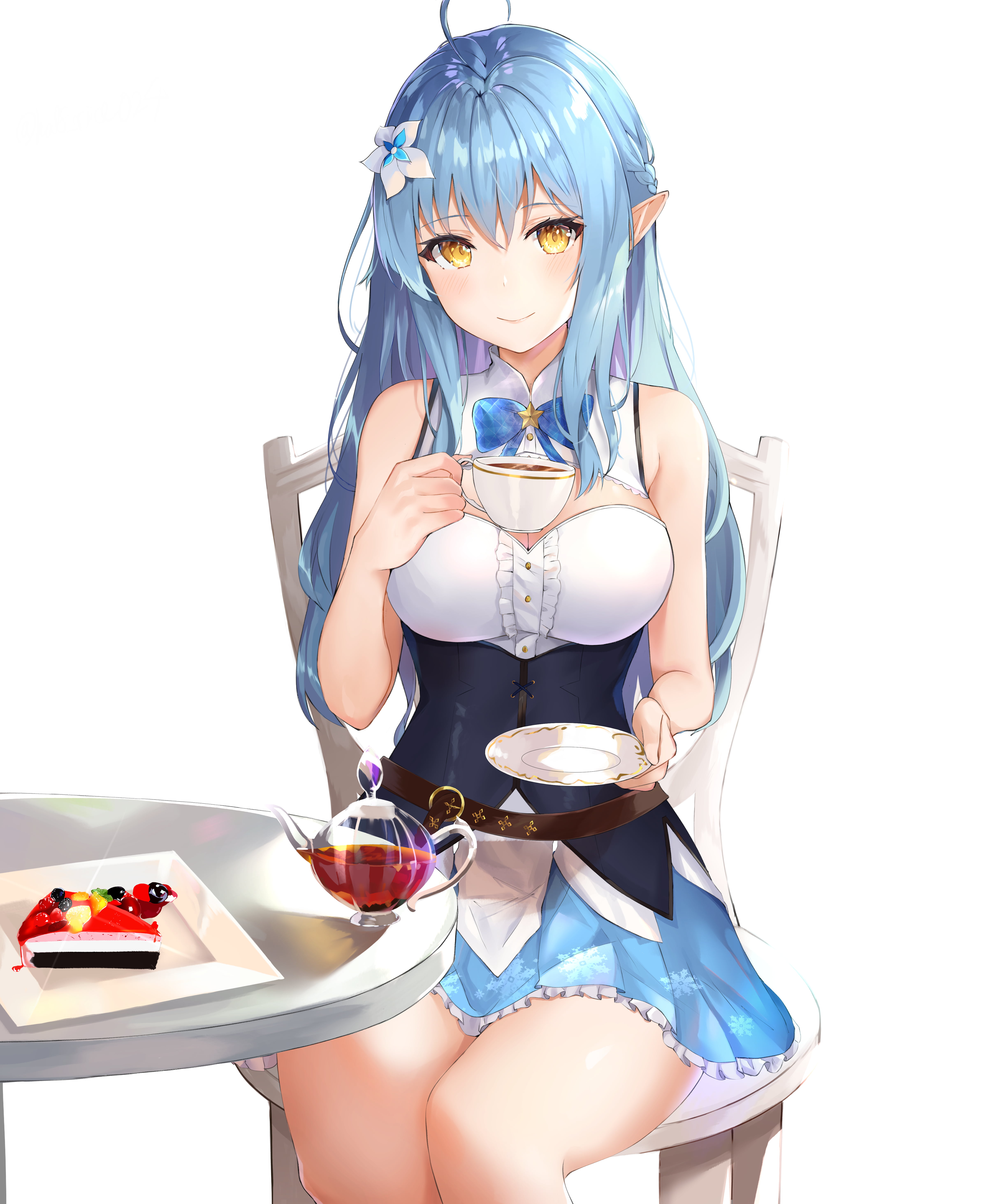 Yukihana Lamy, blue hair, anime girls, smiling, 5K, Hololive, Phone HD Wallpaper