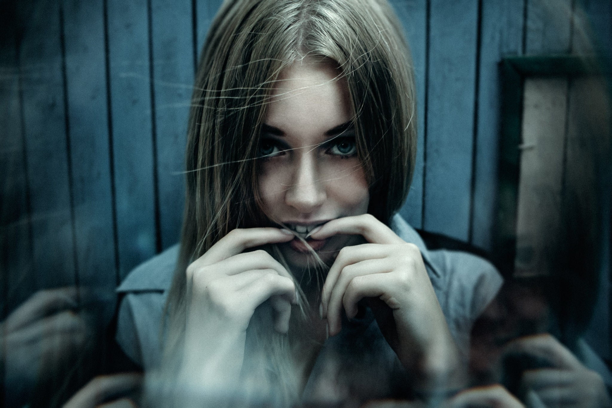 real people, 1080P, holding, leisure activity, teenager, headshot, lifestyles, one person, finger in mouth, depression - sadness, young adult, front view, HD Wallpaper