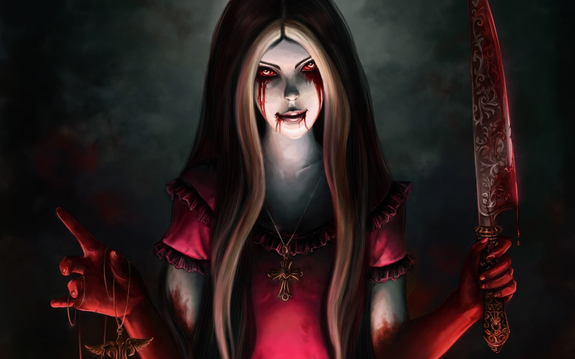 1080P, returns, alice, madness, blood, knife, HD Wallpaper