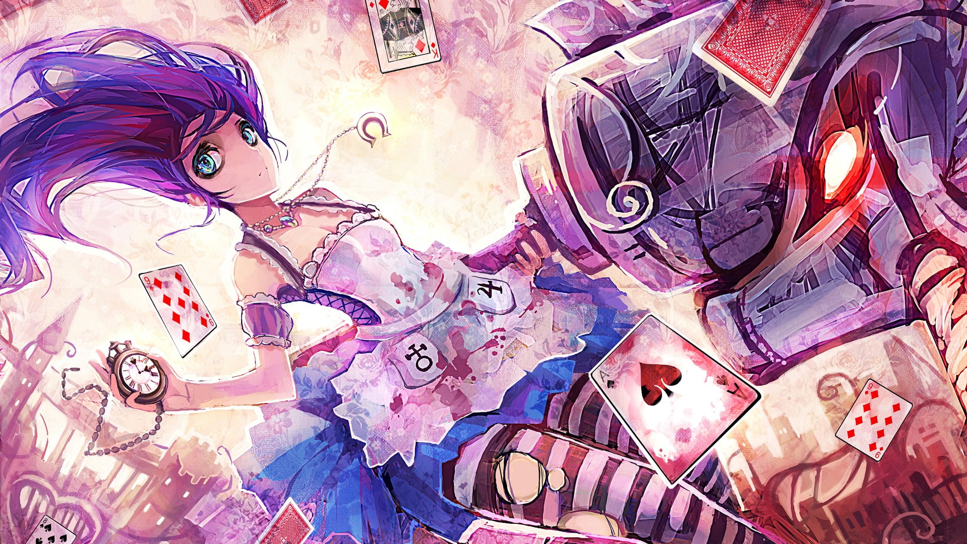 purple, anime, female, 1080P, madness, returns, hair, fantasy, drawing, character, alice, hd, HD Wallpaper