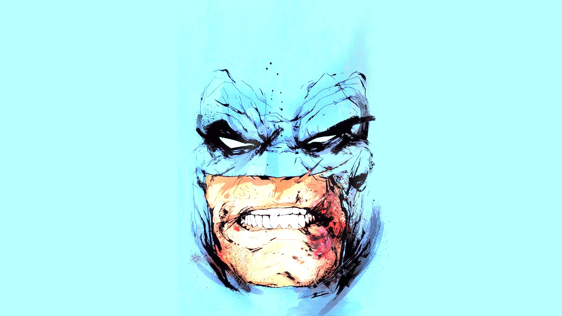 Frank Miller, blue background, water, Jock, Batman, copy space, hair, portrait, colored background, no people, turquoise colored, Batman: The Dark Knight, HD Wallpaper