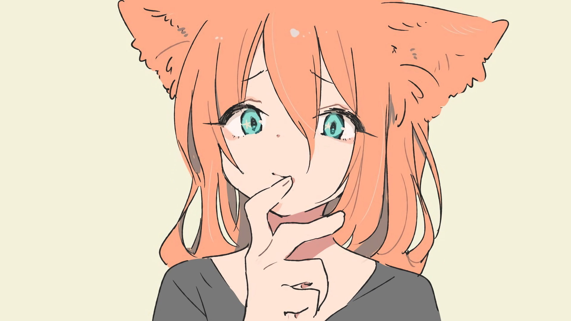 turquoise eyes, looking at camera, simple background, nekomimi, adult, anime girls, headshot, cat ears, looking at viewer, 1080P, contemplation, men, cut out, HD Wallpaper