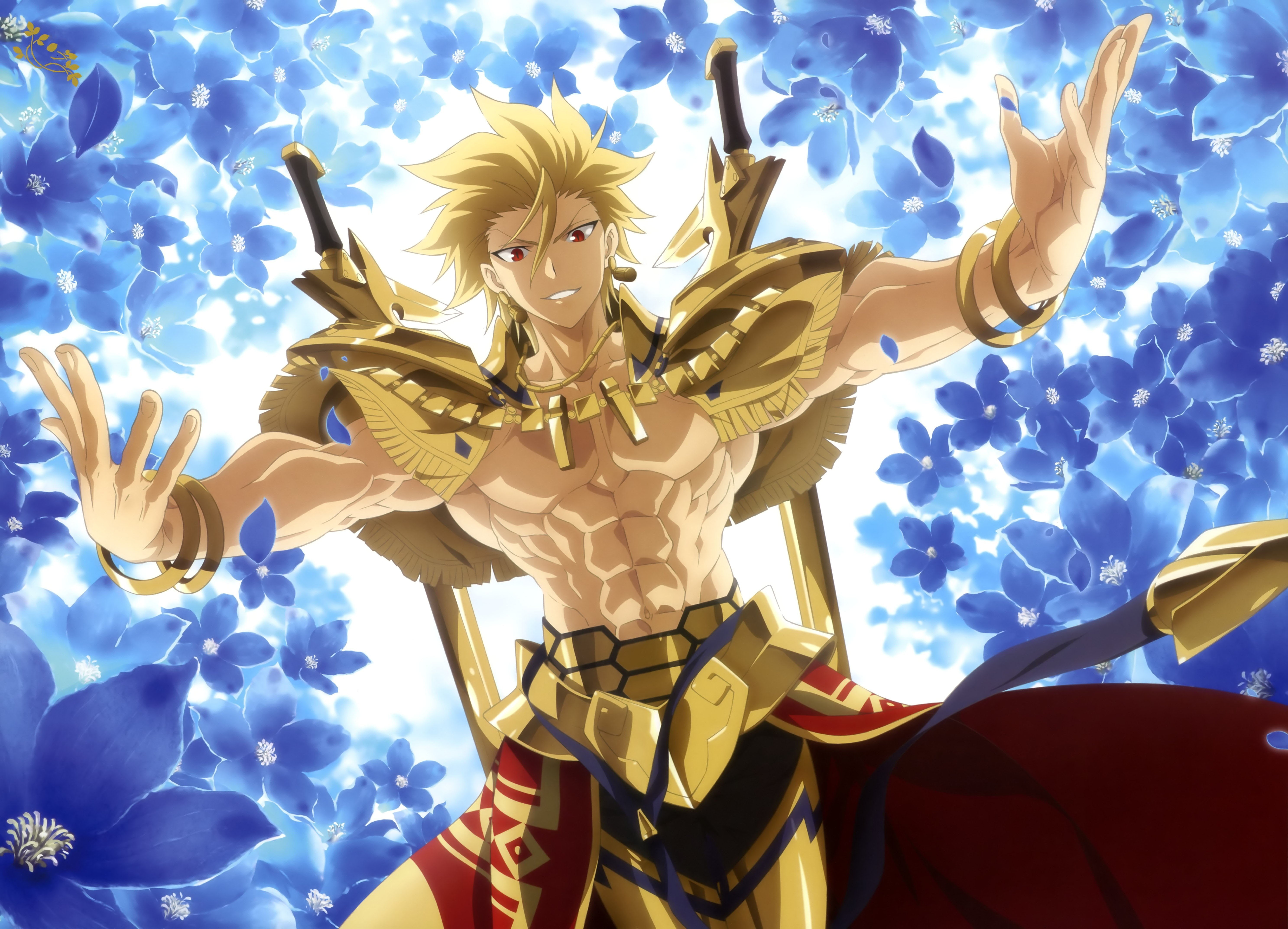 Red Eyes, Short Hair, Anime Boys, 5K, Fate, Prototype, anime, Blonde, Gilgamesh, HD Wallpaper