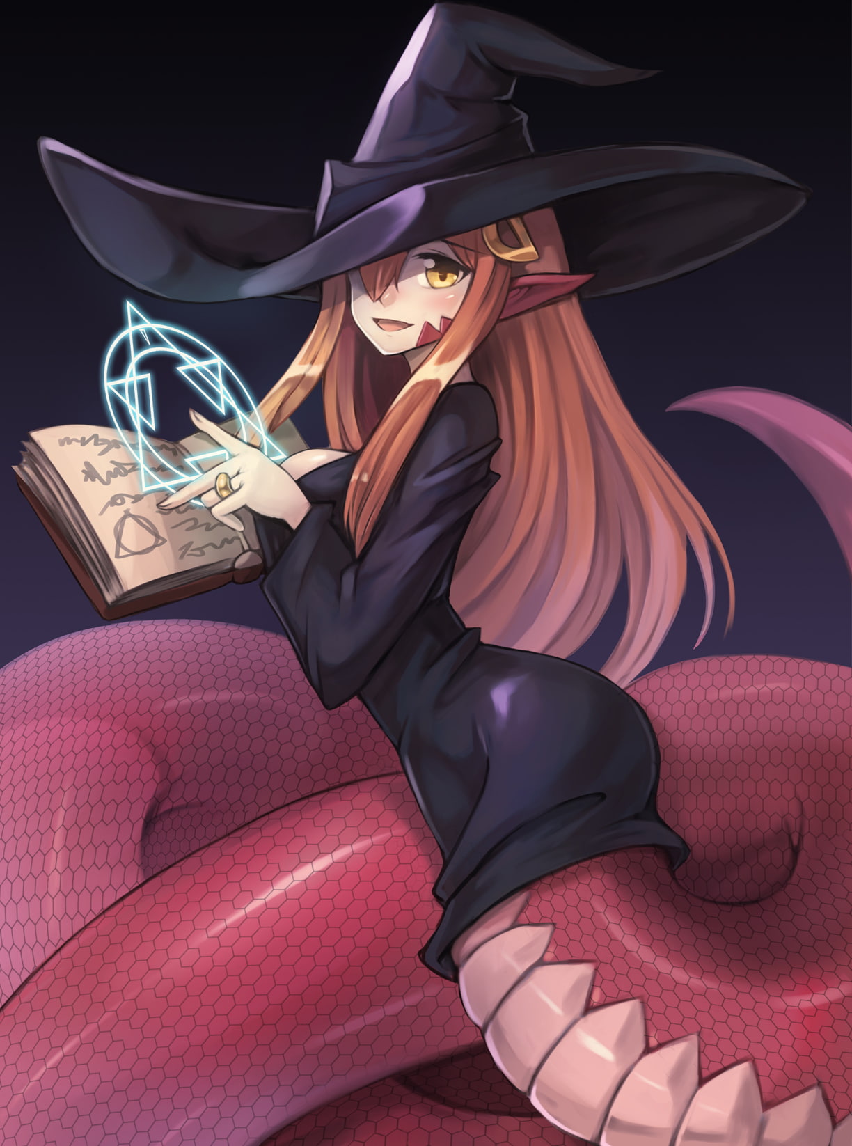 Miia (Monmusu), human body part, one person, witch hat, fashion, dress, women, portrait, stiletto, young women, pointed ears, witch, monster girl, studio shot, Phone HD Wallpaper