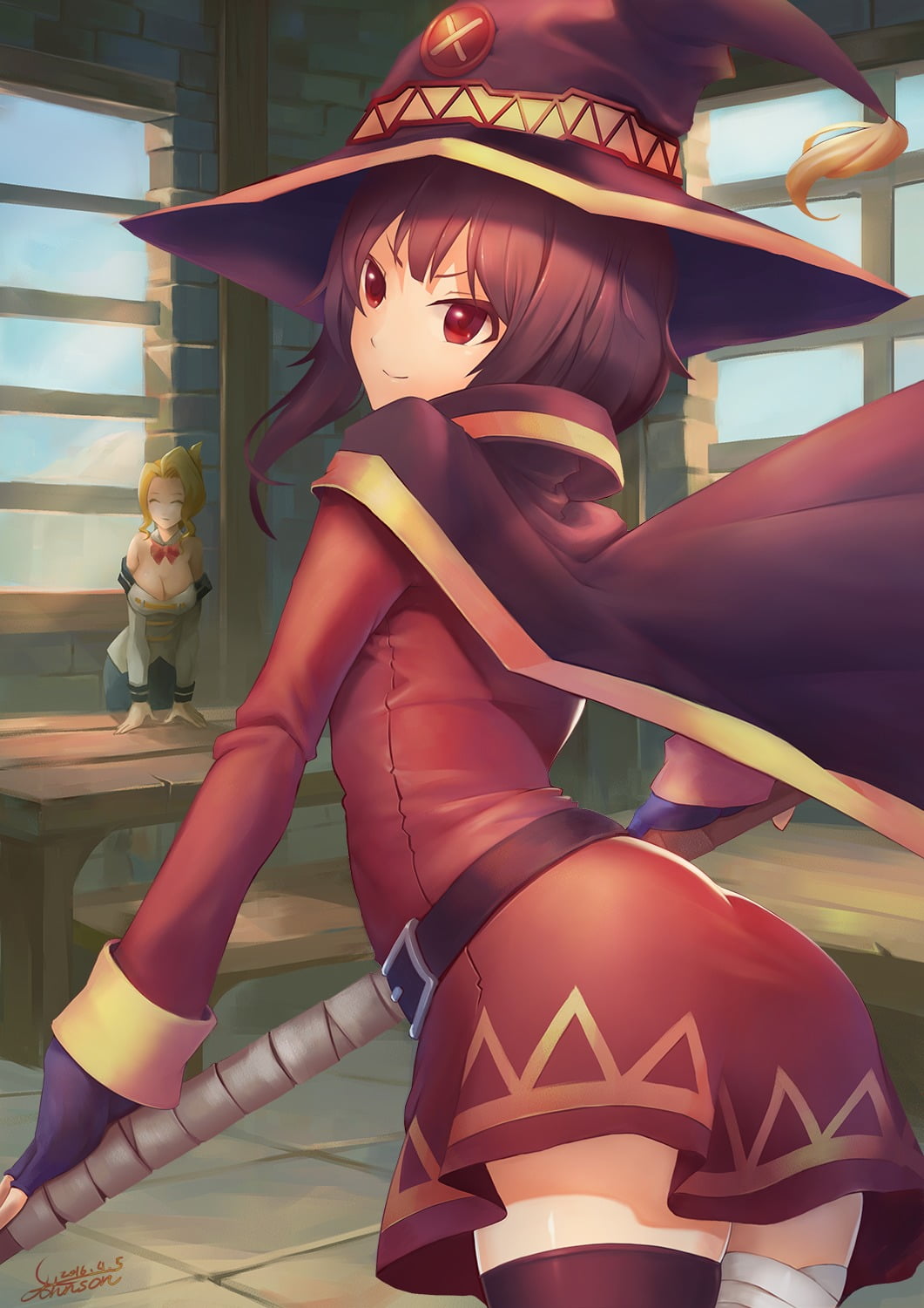 witch, male likeness, outdoors, hairstyle, women, lifestyles, human representation, low angle view, leisure activity, Megumin, disguise, representation, Phone HD Wallpaper