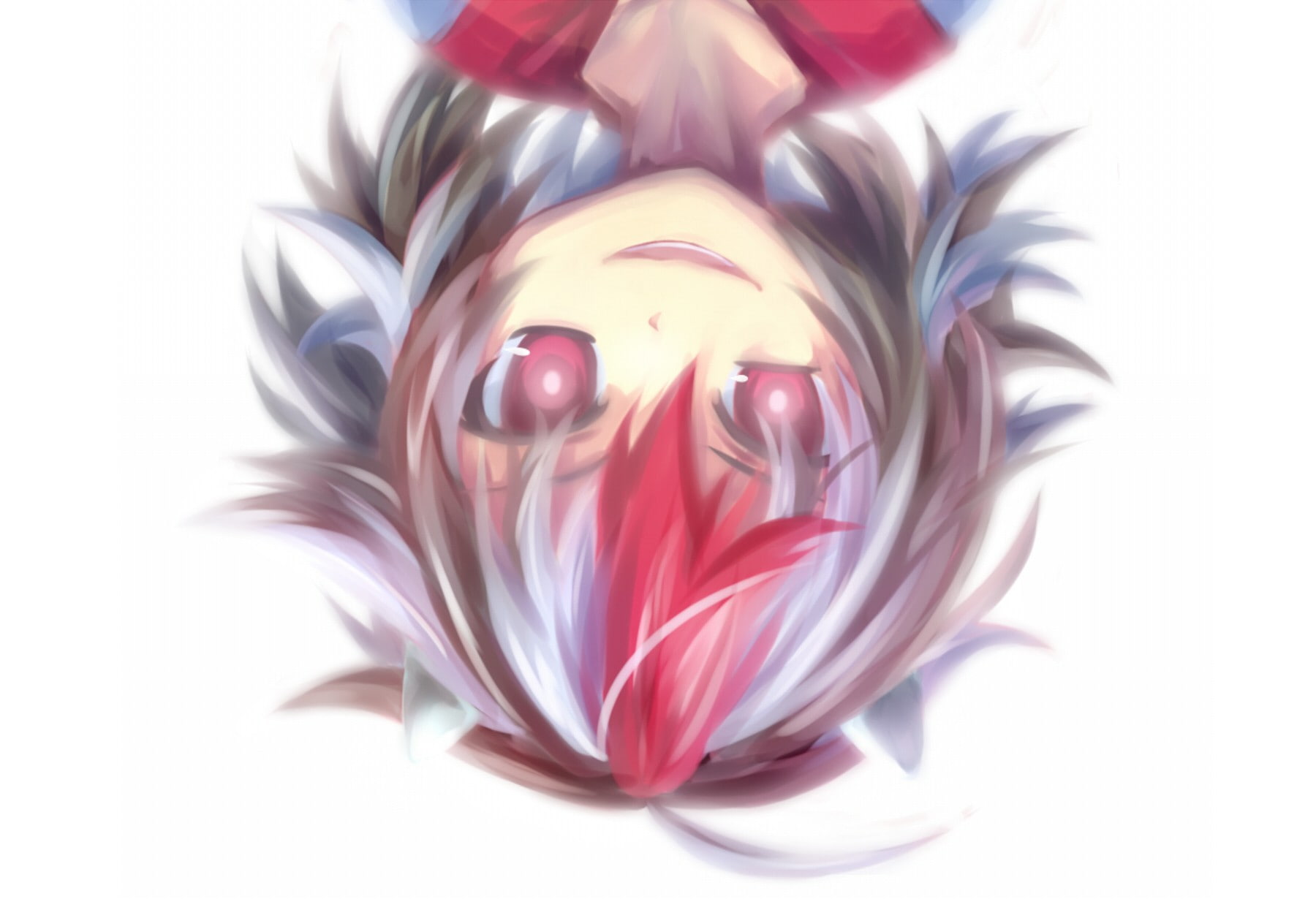 white background, short hair, anime girls, Touhou, red eyes, 720P, Kijin Seija, anime, multicolored hair, HD Wallpaper