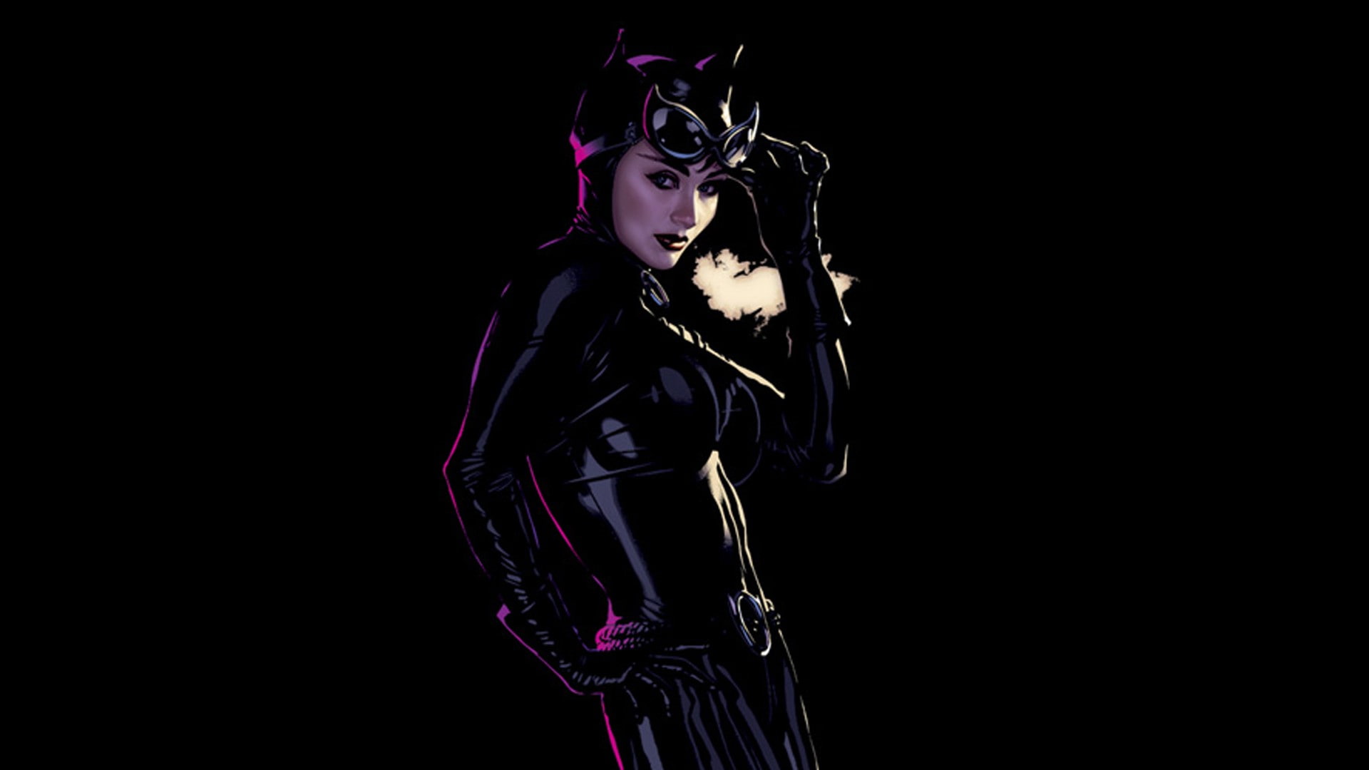 Catwoman, black background, 1080P, Adam Hughes, DC Comics, illustration, HD Wallpaper