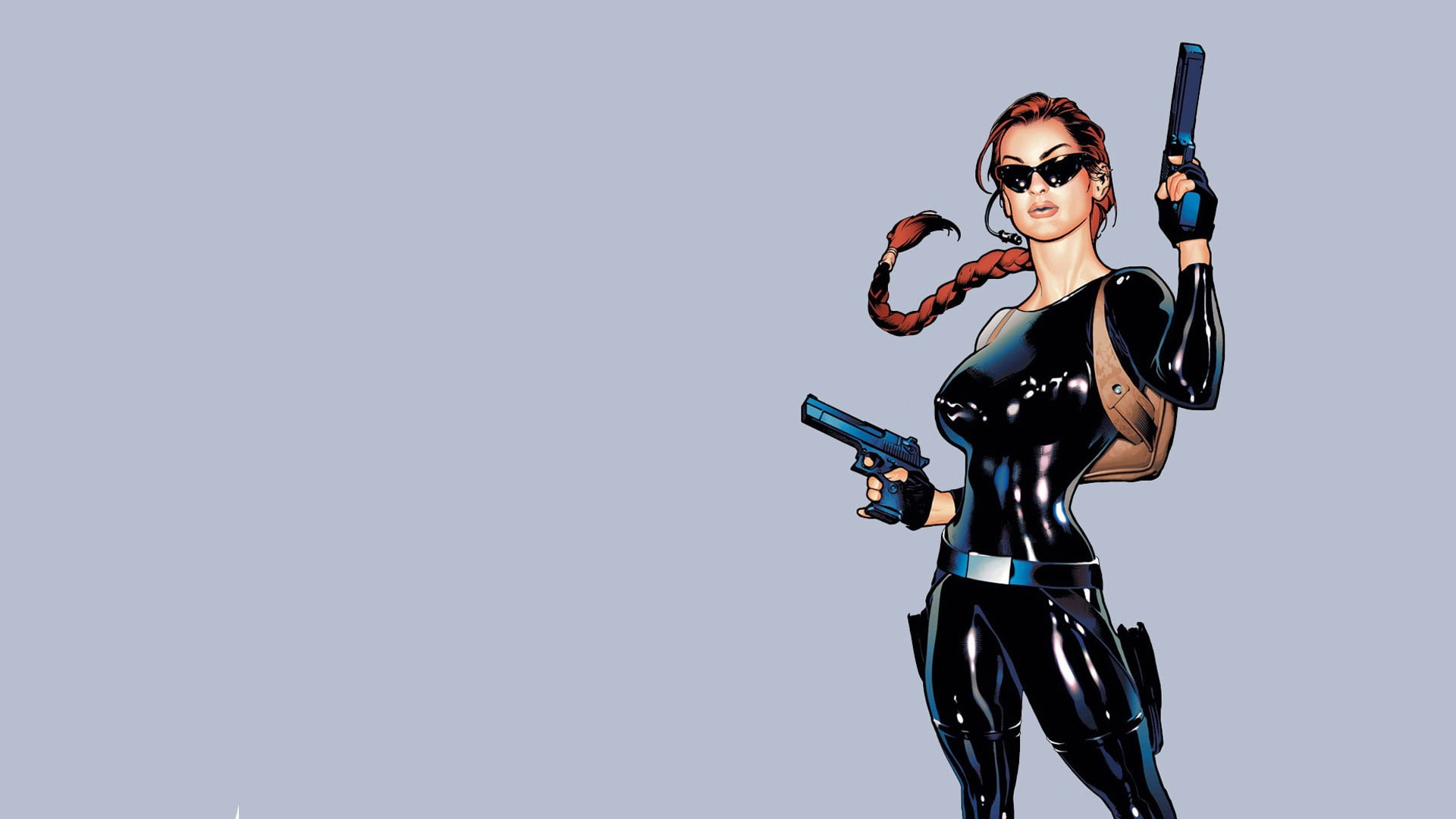 illustration, Adam Hughes, Lara Croft, blue background, 1080P, comics, HD Wallpaper