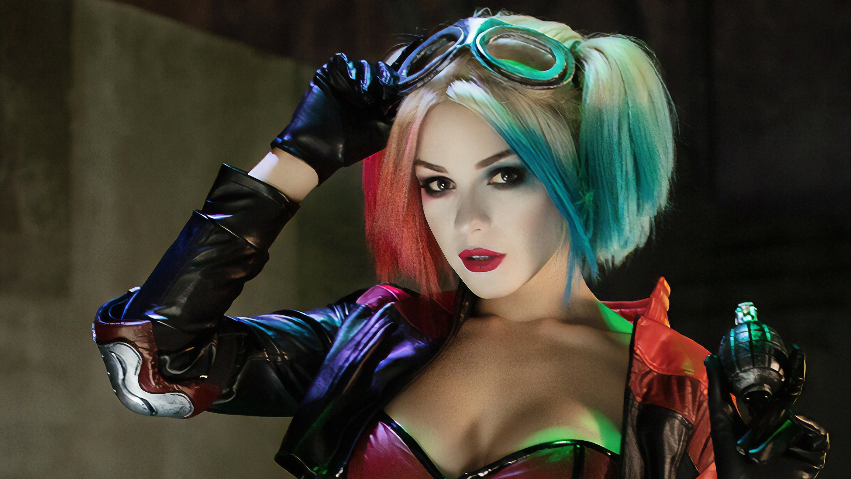 Woman, Women, Twintails, DC Comics, Harley Quinn, Girl, 2K, Lipstick, Cosplay, HD Wallpaper