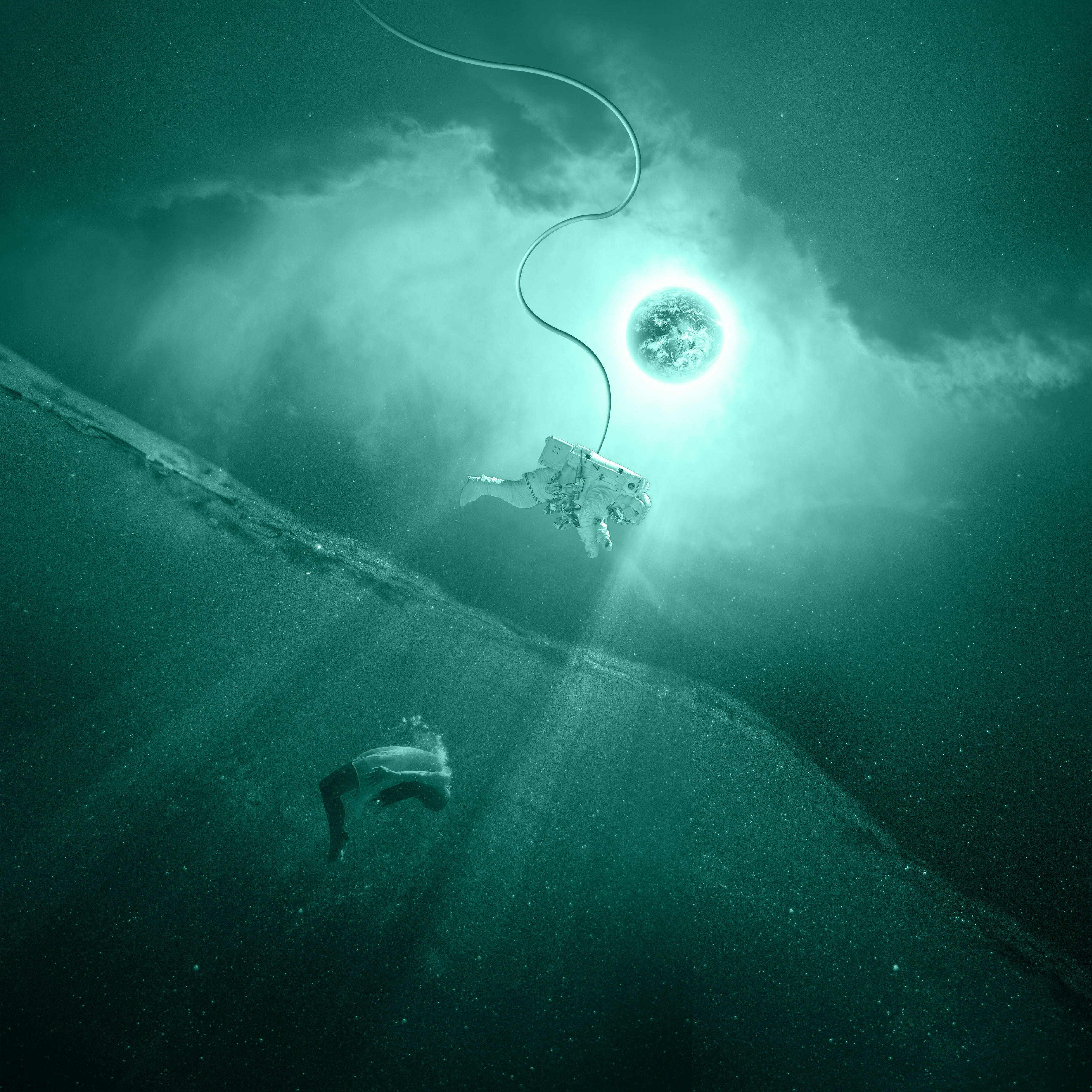 adventure, space suit, outdoors, nautical vessel, mode of transportation, animals in the wild, girl, universe, water, sea, nature, marine, animal themes, Phone HD Wallpaper