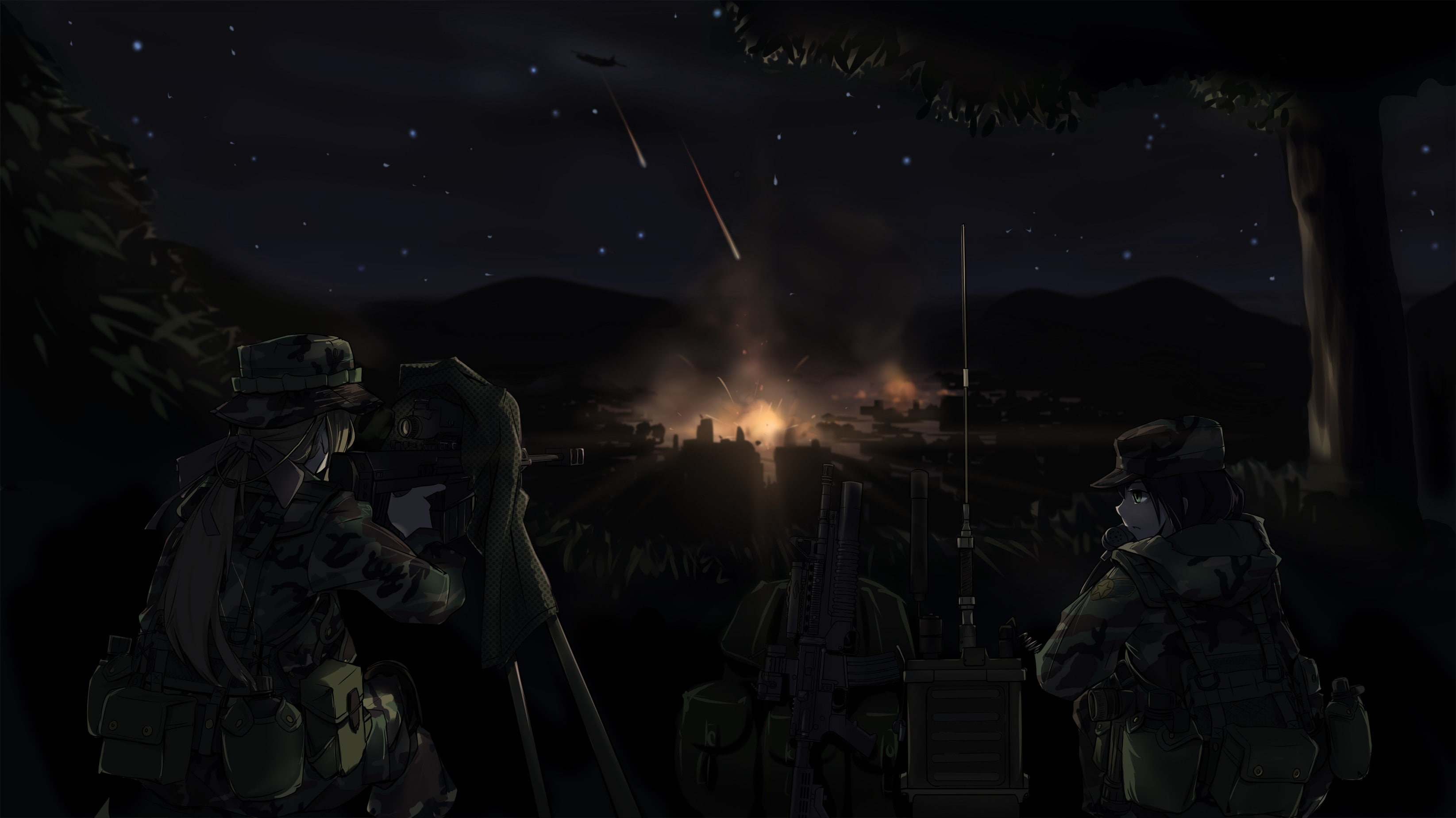 original characters, 2K, anime, TC1995, gun, weapon, military, anime girls, HD Wallpaper