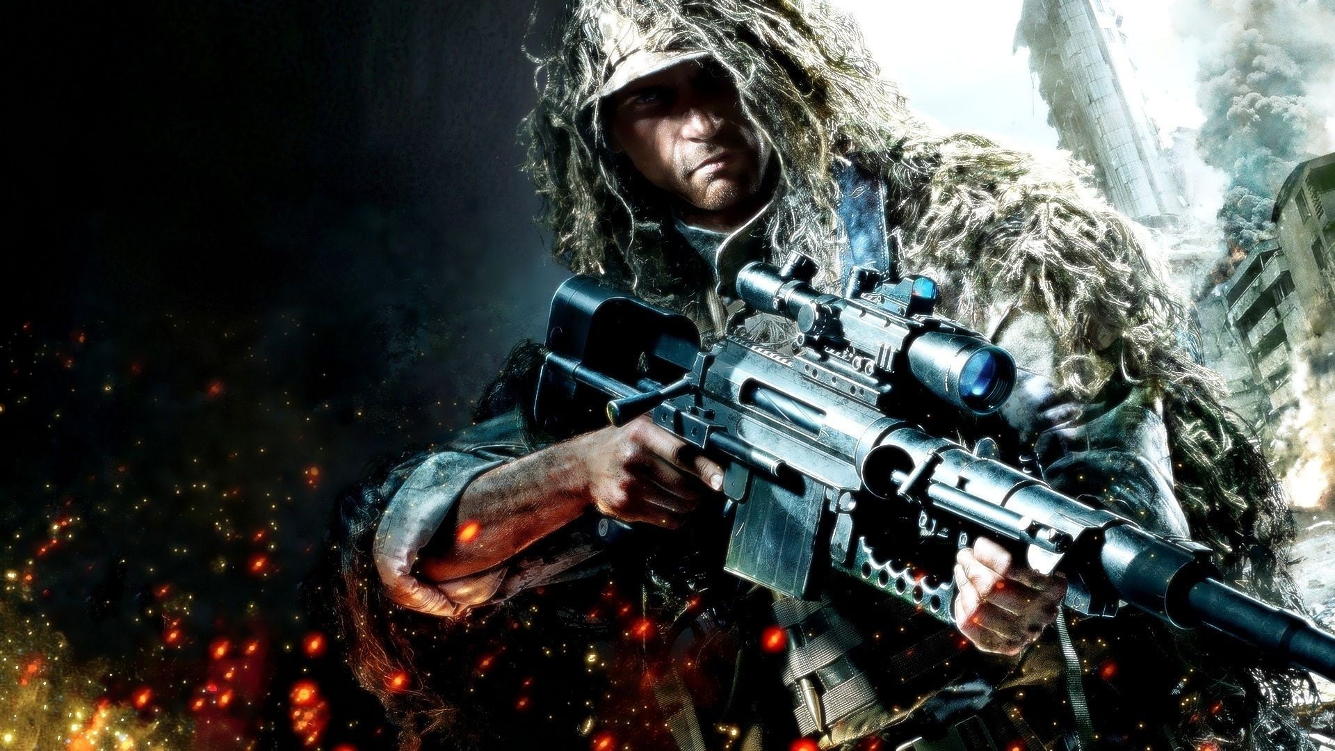 army soldier, video games, aiming, military uniform, clothing, aggression, suit of armor, 1080P, mid adult, portrait, holding, security, special forces, HD Wallpaper