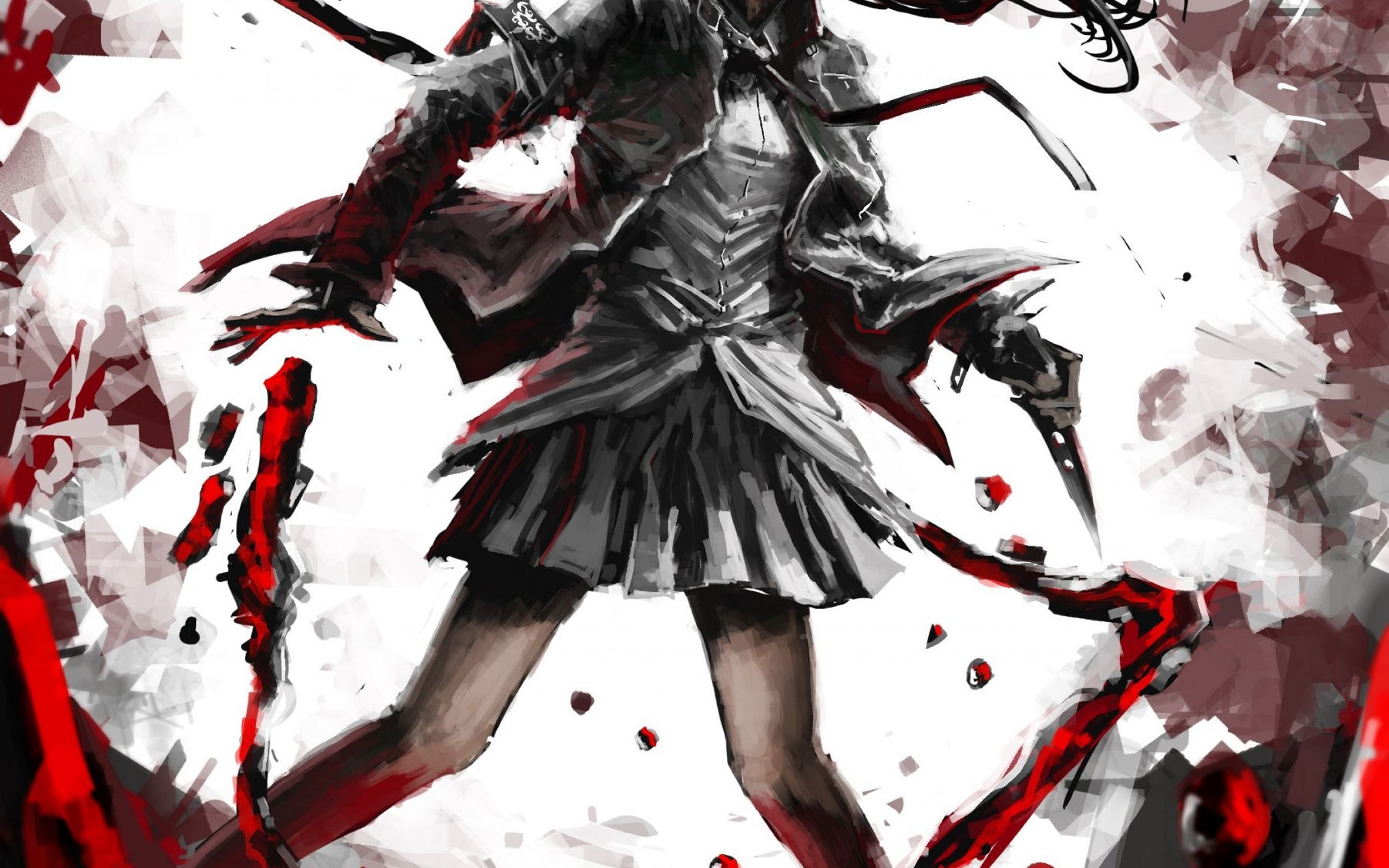 red, 2K, black Color, women, abstract, illustration, people, real people, blood, dirty, lifestyles, backgrounds, rear view, creativity, knife, game, character, HD Wallpaper