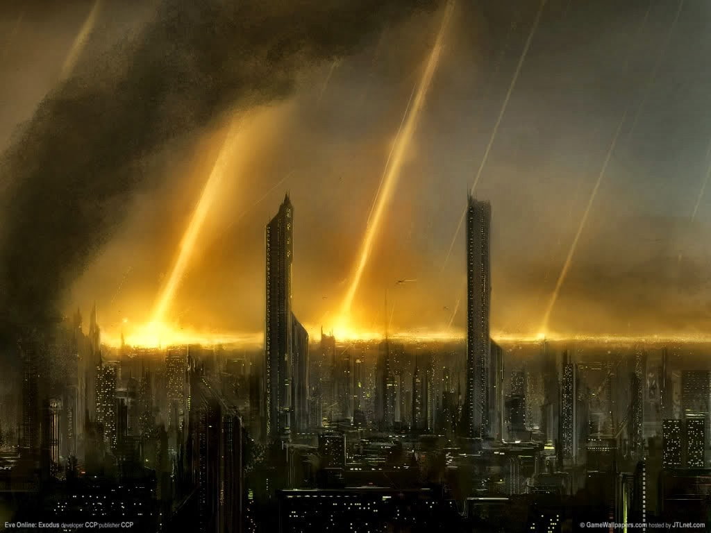 sky, city life, building, skyscraper, nature, outdoors, illuminated, tall - high, night, EVE Online, futuristic city, storm, architecture, cloud - sky, HD Wallpaper