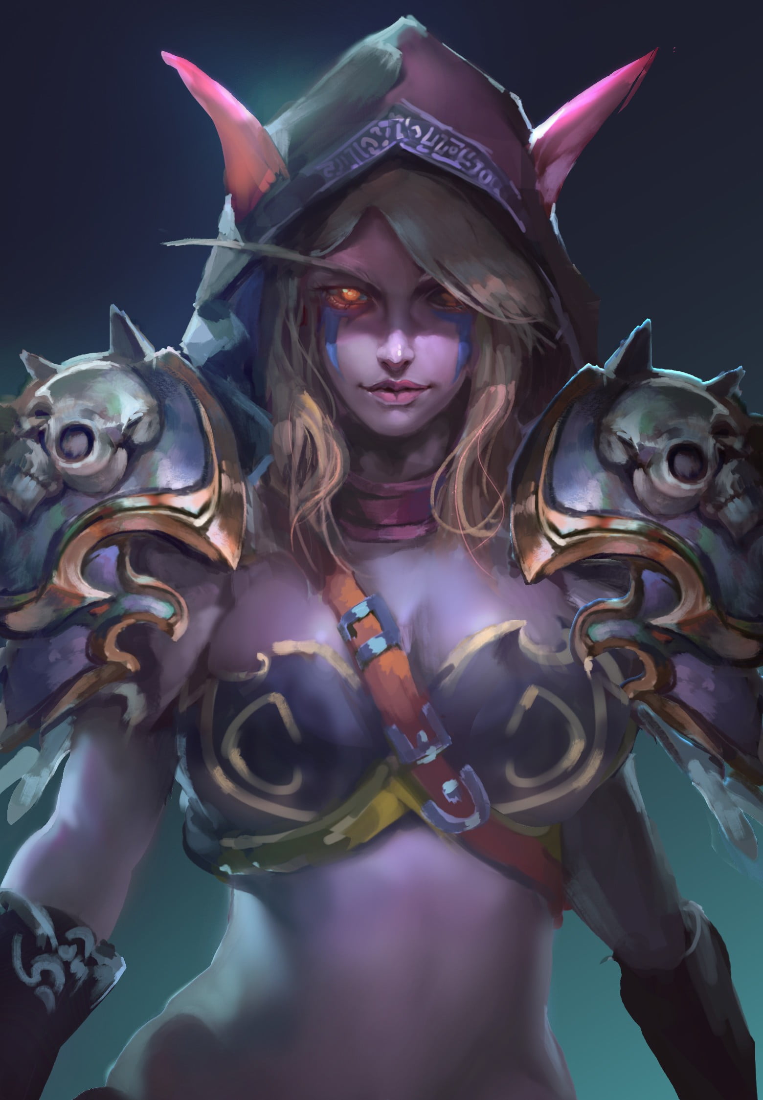 Sylvanas Windrunner, World of Warcraft, warrior, portrait, holding, 1080P, elves, statue, standing, one person, looking at camera, young adult, Phone HD Wallpaper