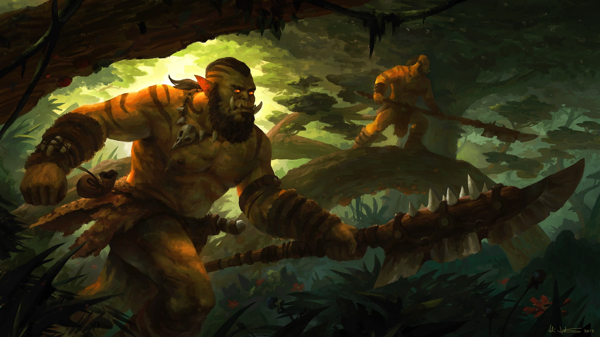 orc, plant, digital, growth, animal wildlife, plant part, land, outdoors, real people, leaves, fantasy art, day, animals in the wild, nature, HD Wallpaper