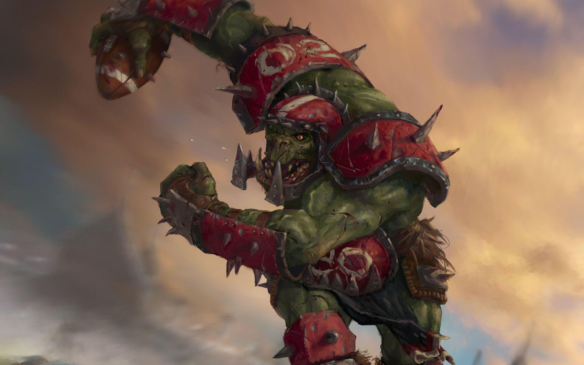 illustration, player, games, blood, football, bowl, 1080P, blood bowl, orc, 1920x1200, HD Wallpaper