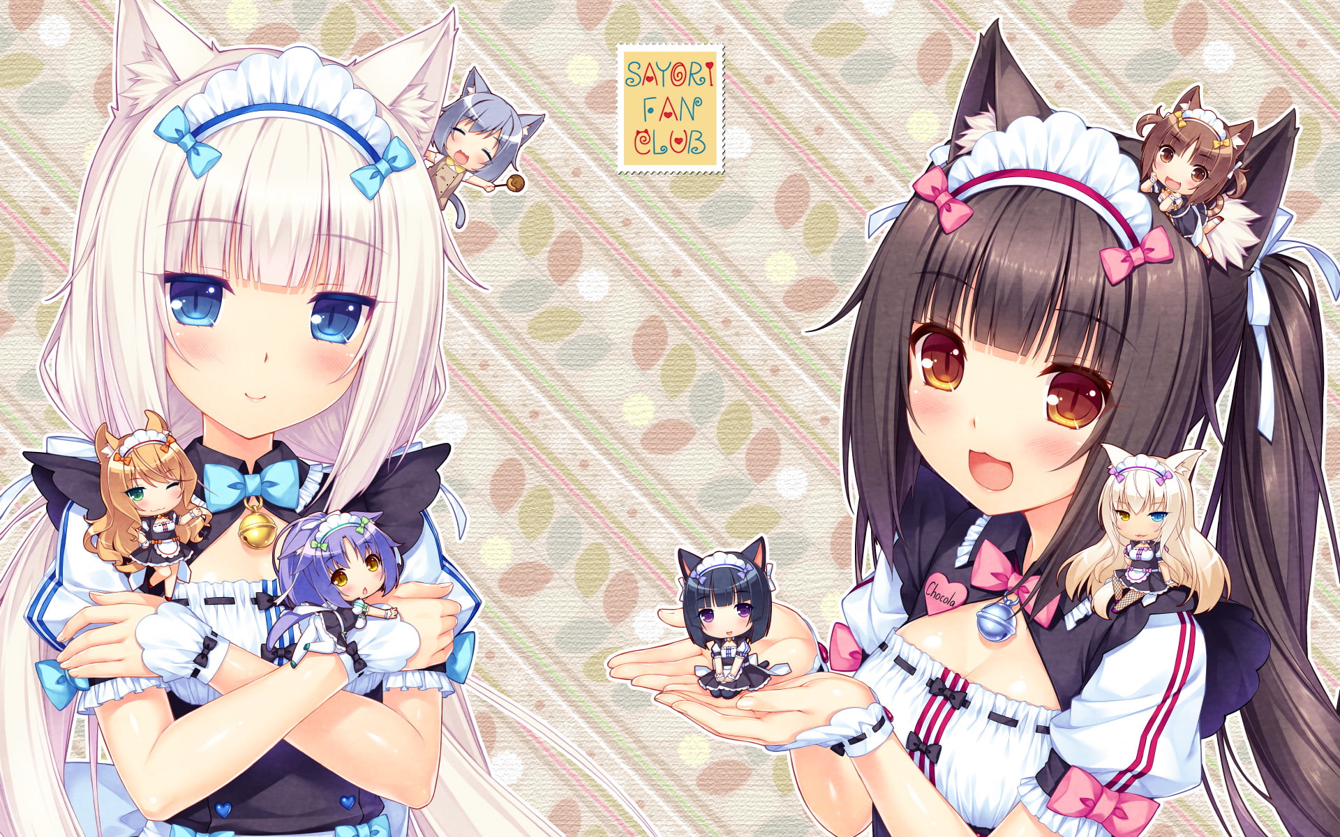 childhood, craft, women, people, cat girl, high angle view, maid, Vanilla (Neko Para), anime girls, 1080P, maid outfit, art and craft, creativity, girls, HD Wallpaper