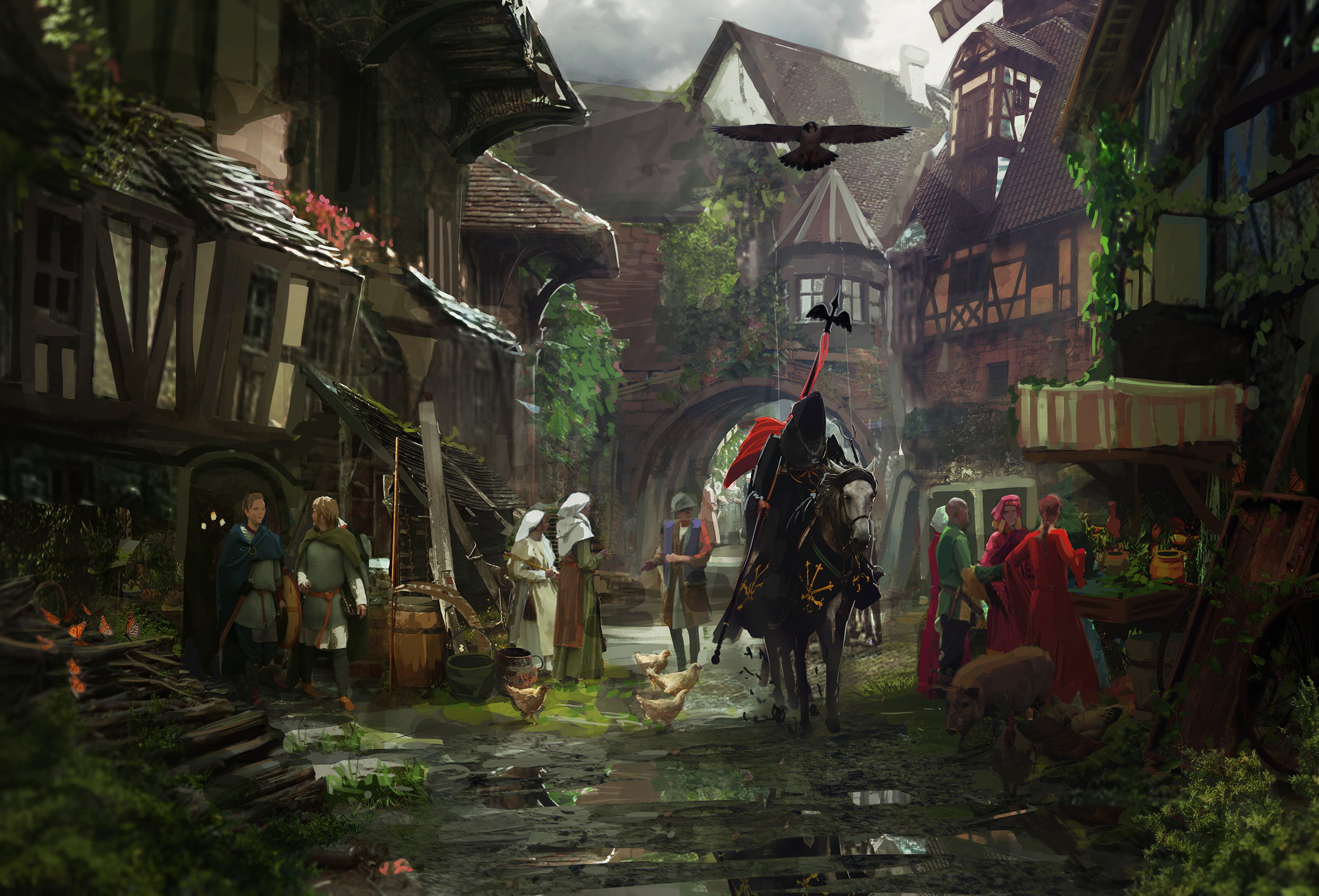 1080P, women, people, building exterior, plant, lifestyles, d, game, The middle ages, asia, men, outdoors, nature, building, cultures, real people, street, HD Wallpaper