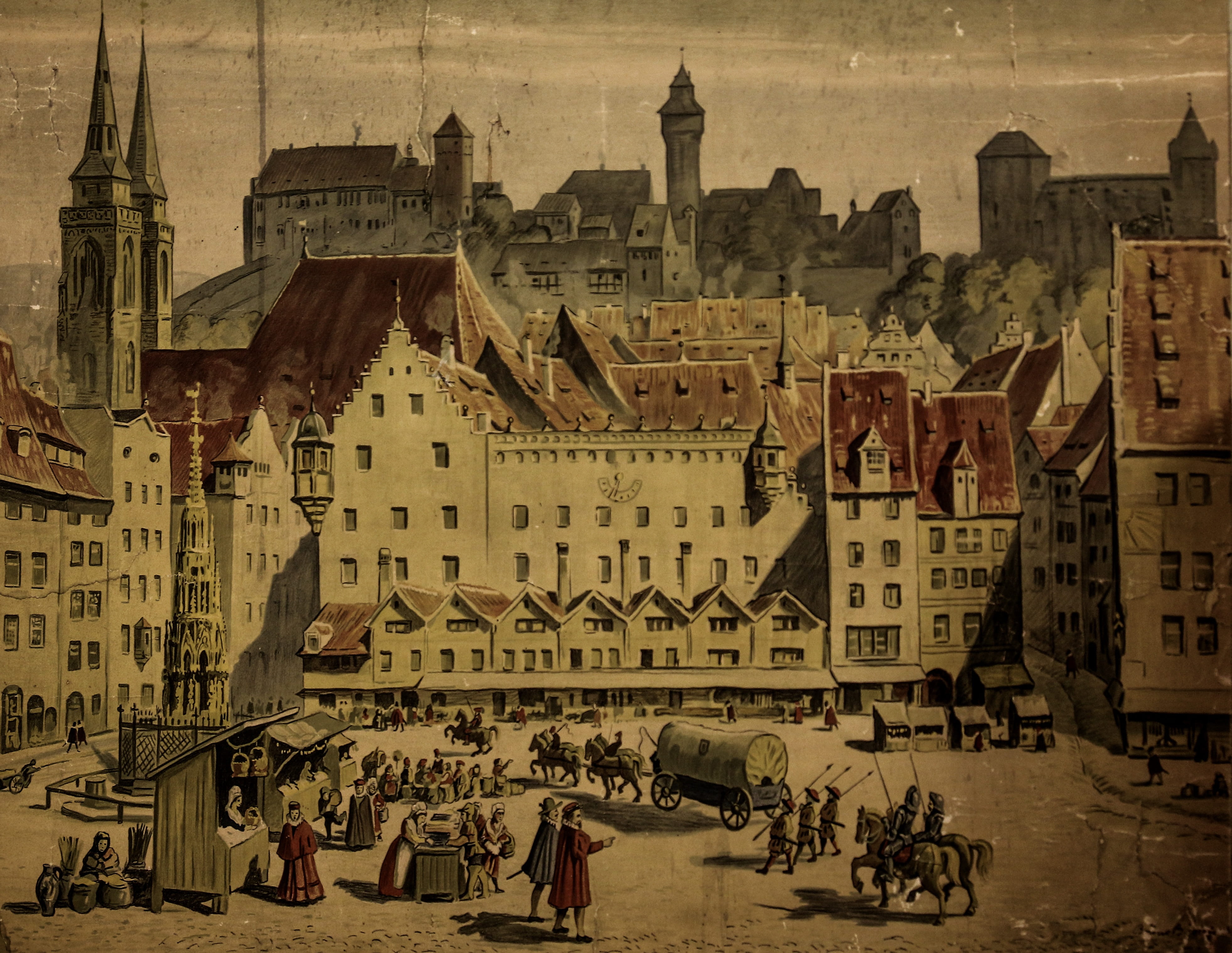 built structure, crowd, history, sky, travel destinations, group of people, nature, economy, middle ages, people, main market, old town, imperial castle, HD Wallpaper