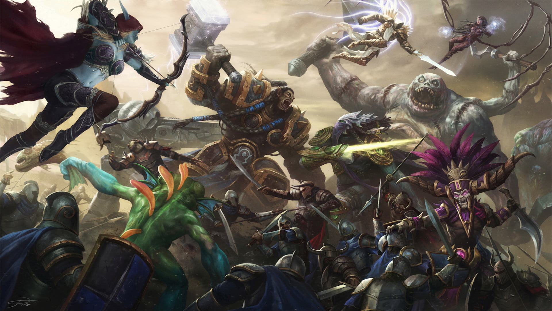 1080P, Video Game, Sylvanas Windrunner, Thrall (World Of Warcraft), Tyrael (Diablo III), Knight, Heroes of the Storm, HD Wallpaper
