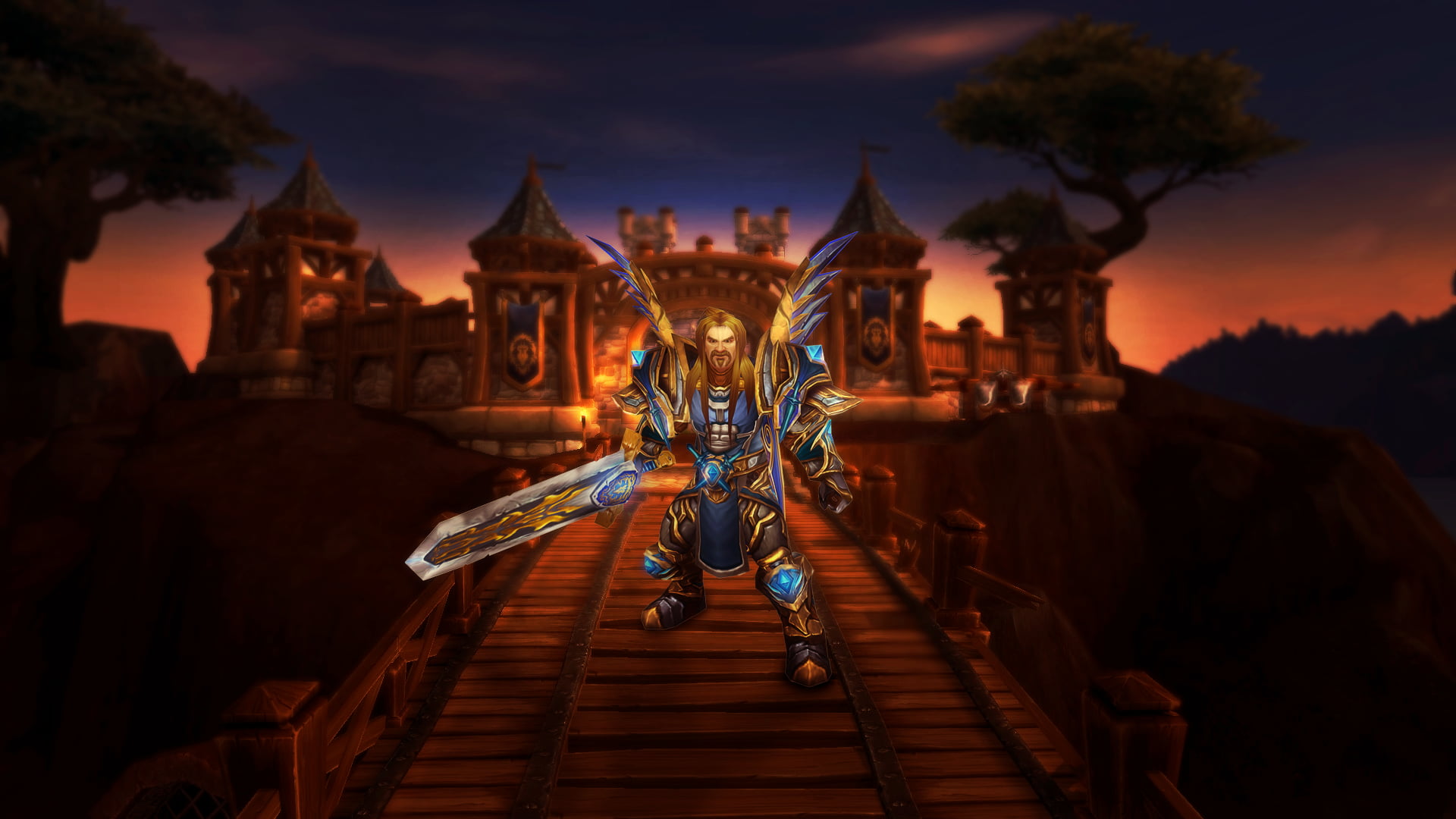 cloud - sky, game, dusk, World of Warcraft: Warlords of Draenor, World of Warcraft, nature, Paladin, built structure, outdoors, d, city, night, illuminated, HD Wallpaper