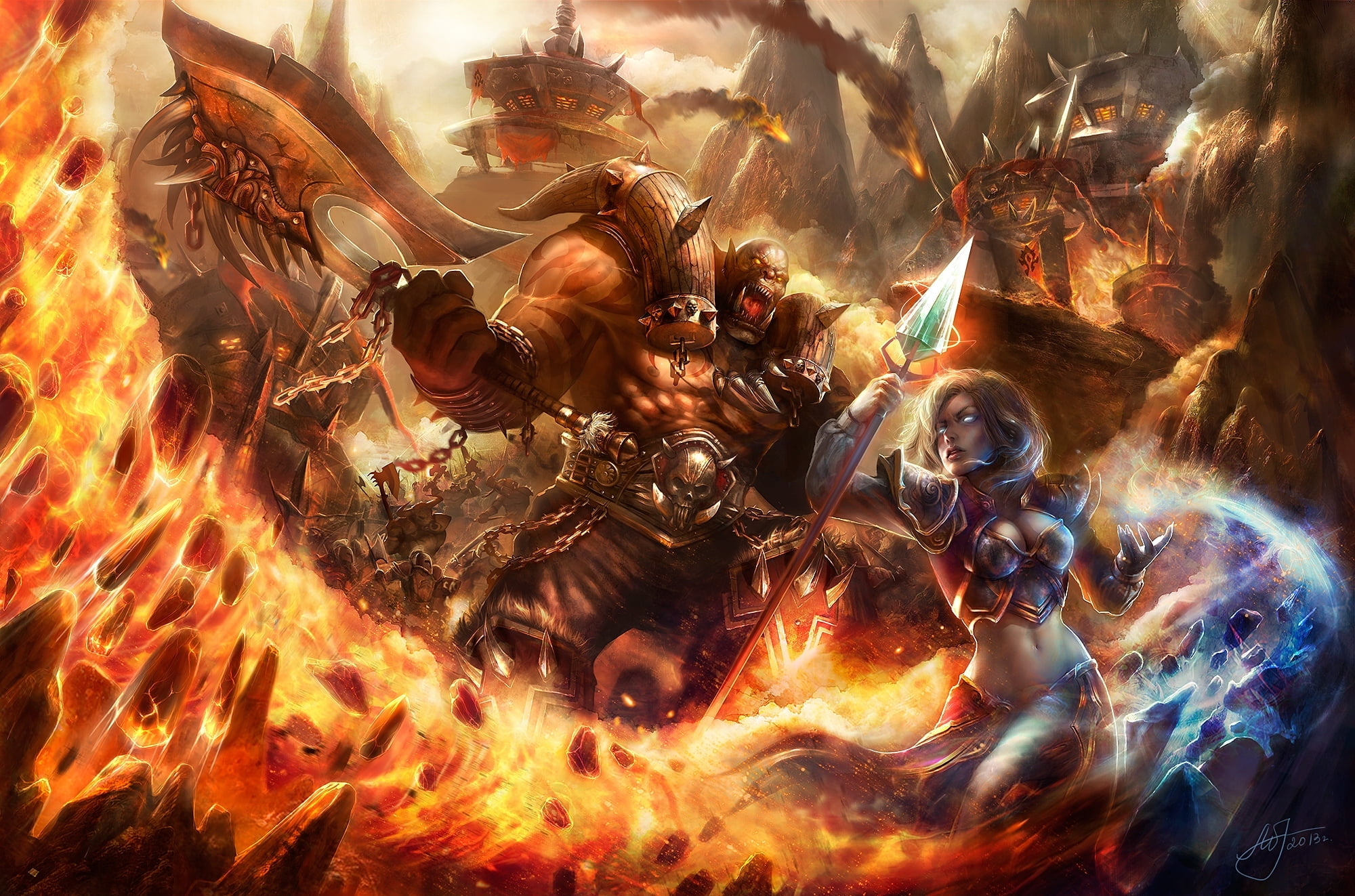 World of Warcraft, yellow, animal wildlife, night, glowing, red, inferno, hell, animals in the wild, wood - Material, battle, firewood, light - Natural Phenomenon, HD Wallpaper