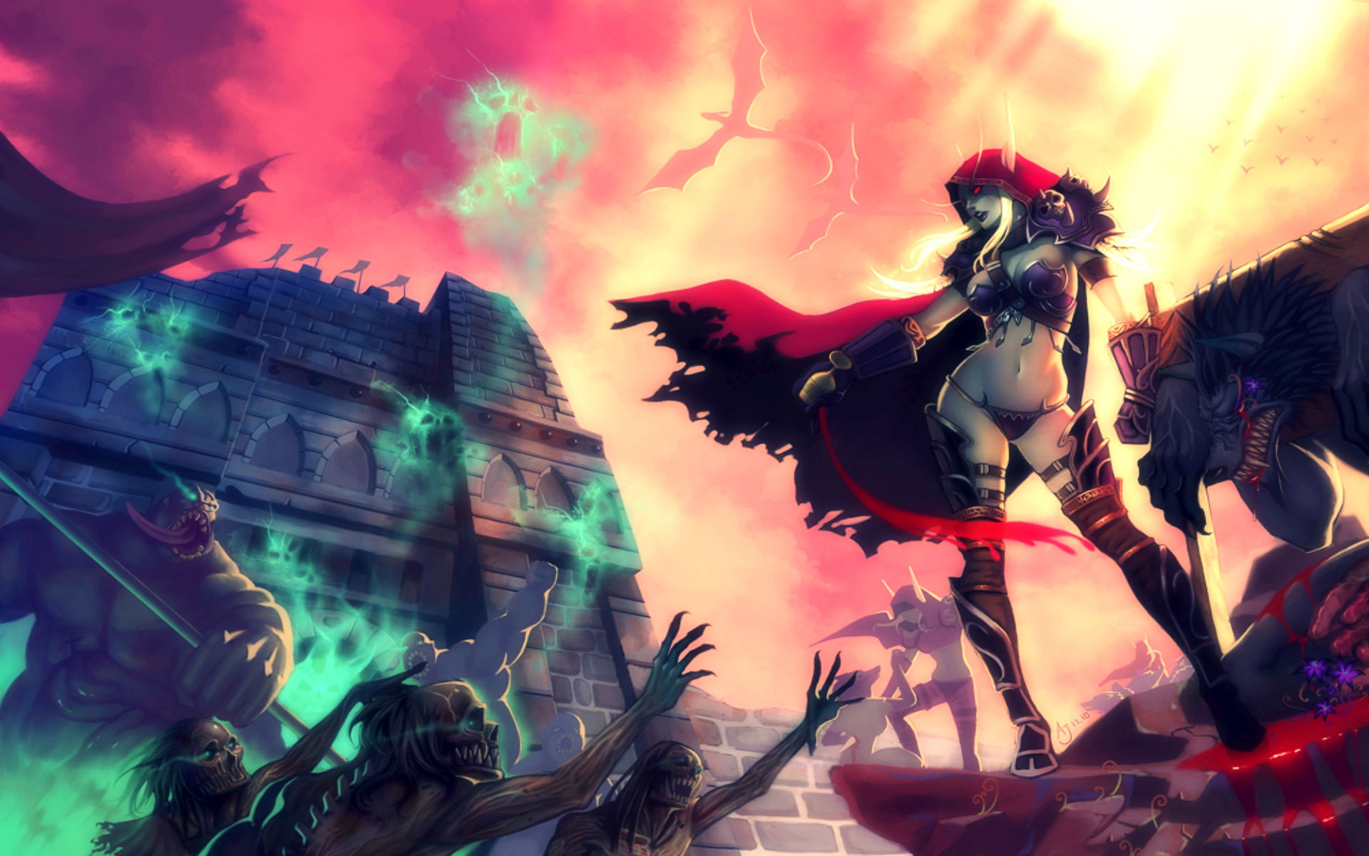 Fantasy, 1080P, Weapon, World Of Warcraft, Creature, Worgen (World Of Warcraft), Sylvanas Windrunner, Undead, Warcraft, HD Wallpaper