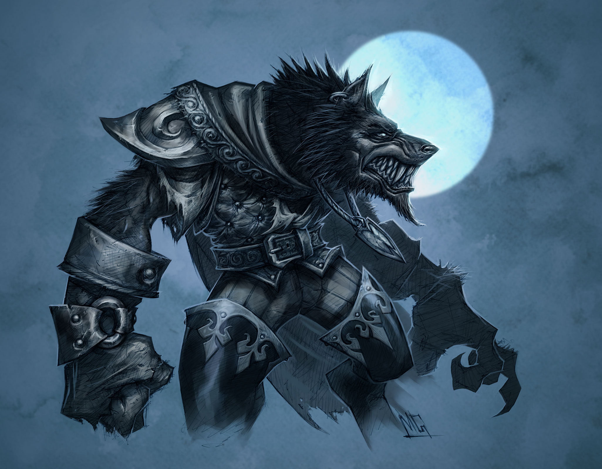 power, evil, night, creativity, werewolf, moonlight, symbol, animal, science, blue, full moon, sky, World of Warcraft, aggression, horror, astronomy, wow, HD Wallpaper