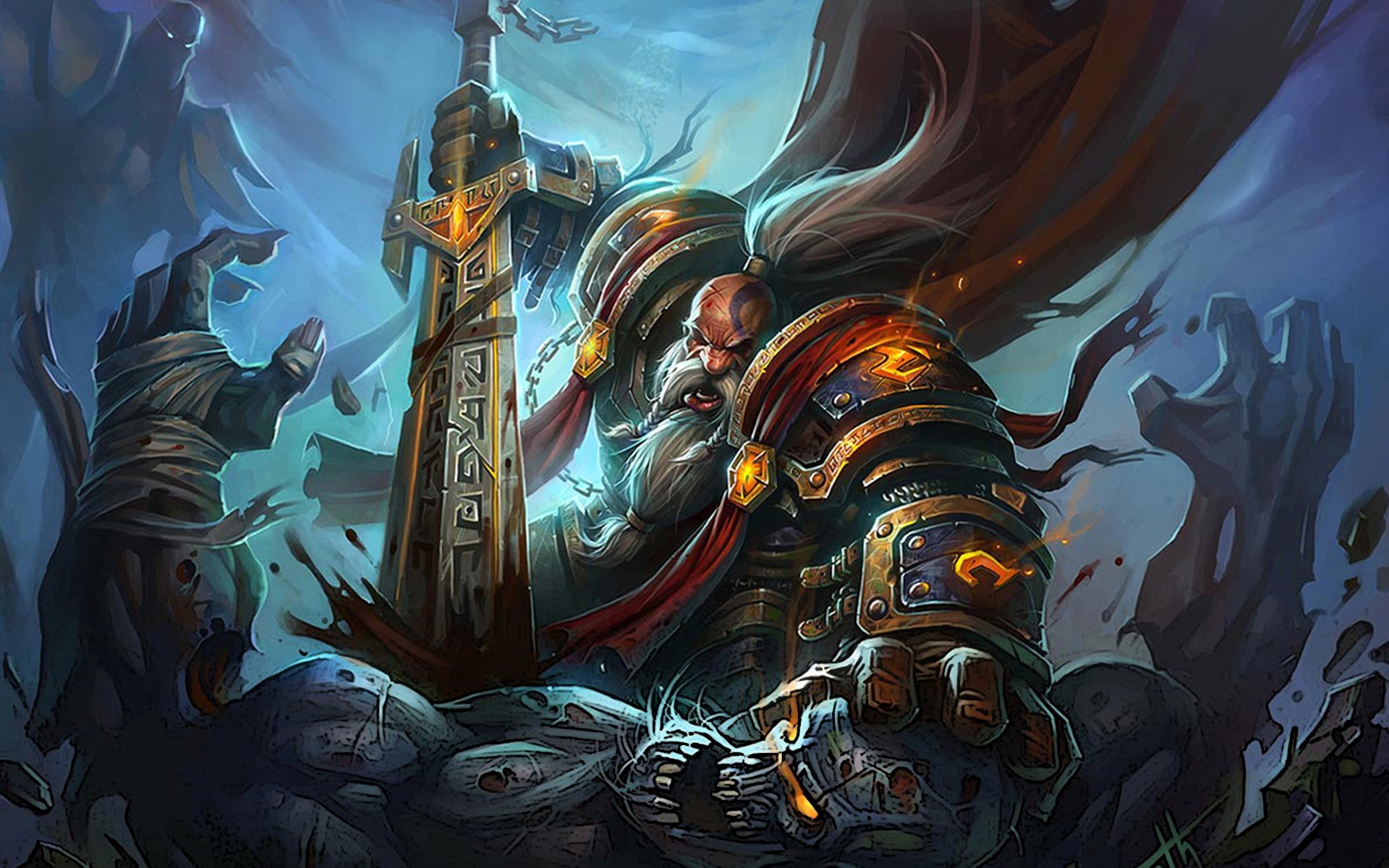 Warcraft, colorful, warrior, 1080P, Dwarf warrior, drawing, dwarfs, World of Warcraft, dwarf, HD Wallpaper