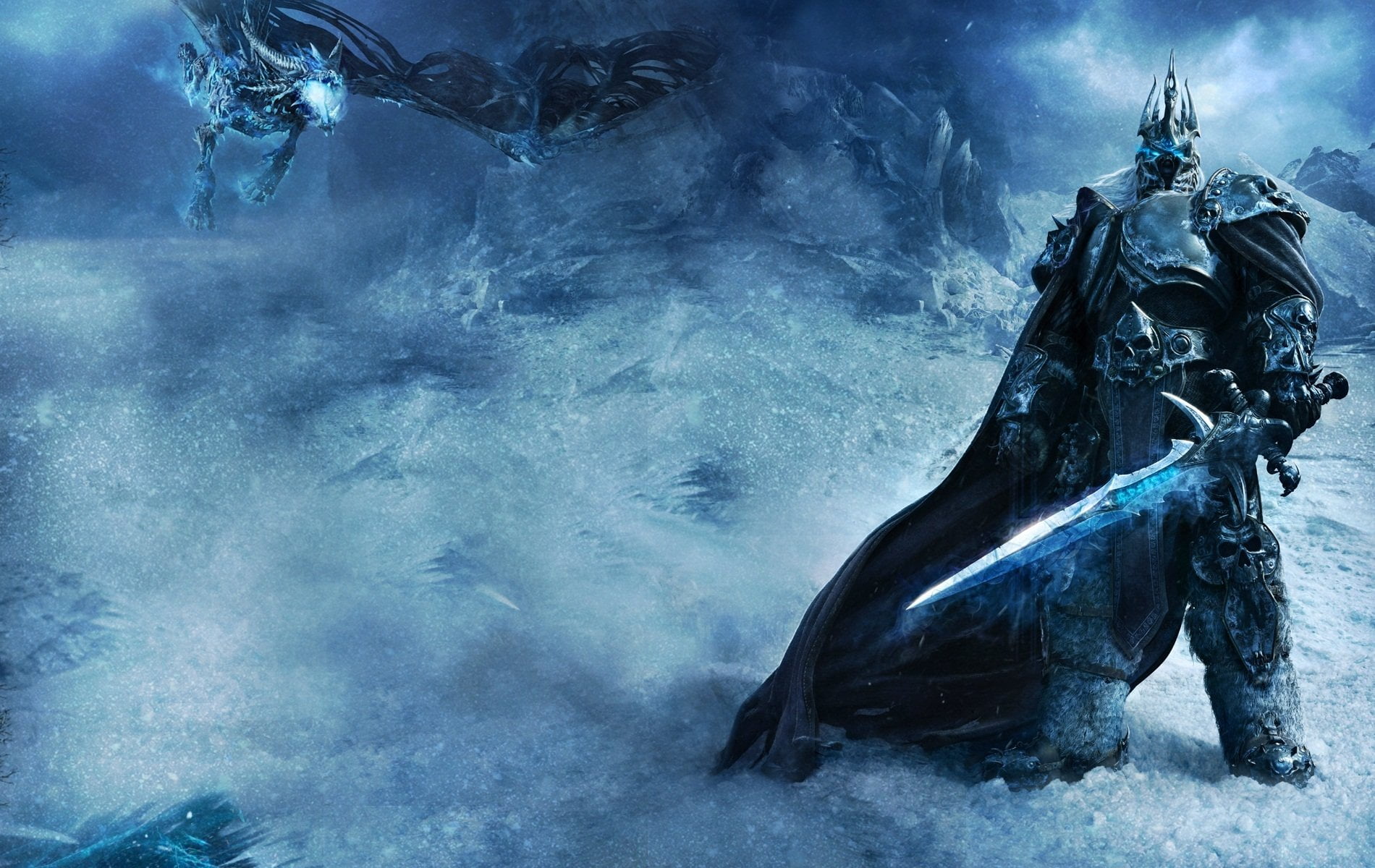 creature, fantasy art, dragon, 720P, Lich King, Arthas Menethil, sword, World of Warcraft, HD Wallpaper