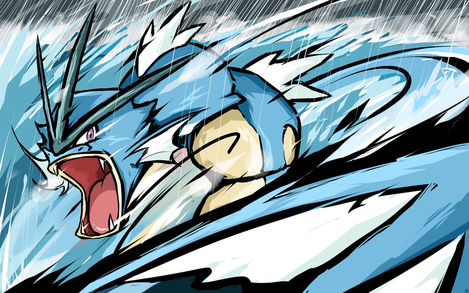 anime, ishmam, cartoon, 720P, Gyarados, Pokémon, HD Wallpaper
