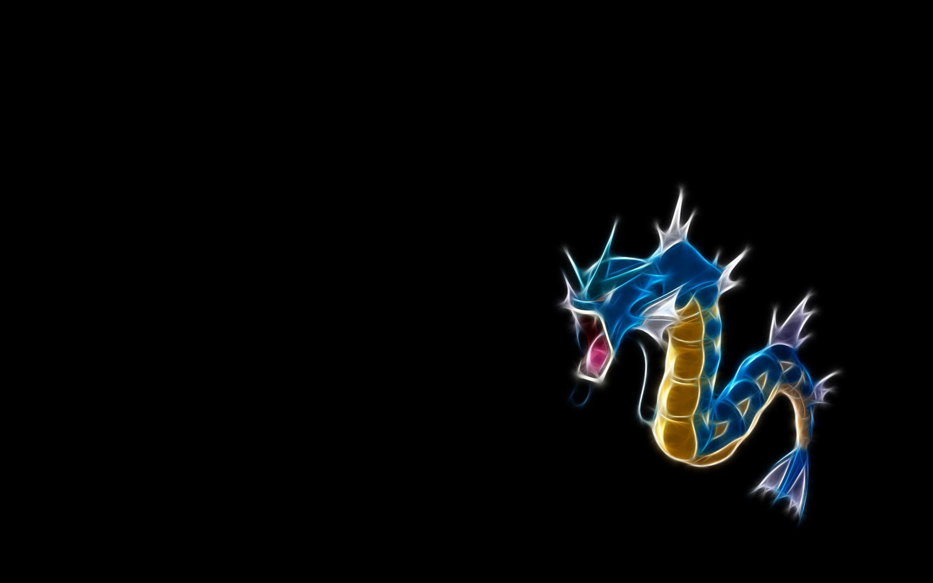 light - natural phenomenon, cut out, blue, black background, Pokémon, nature, studio shot, motion, creativity, dark, Gyarados (Pokémon), night, indoors, HD Wallpaper