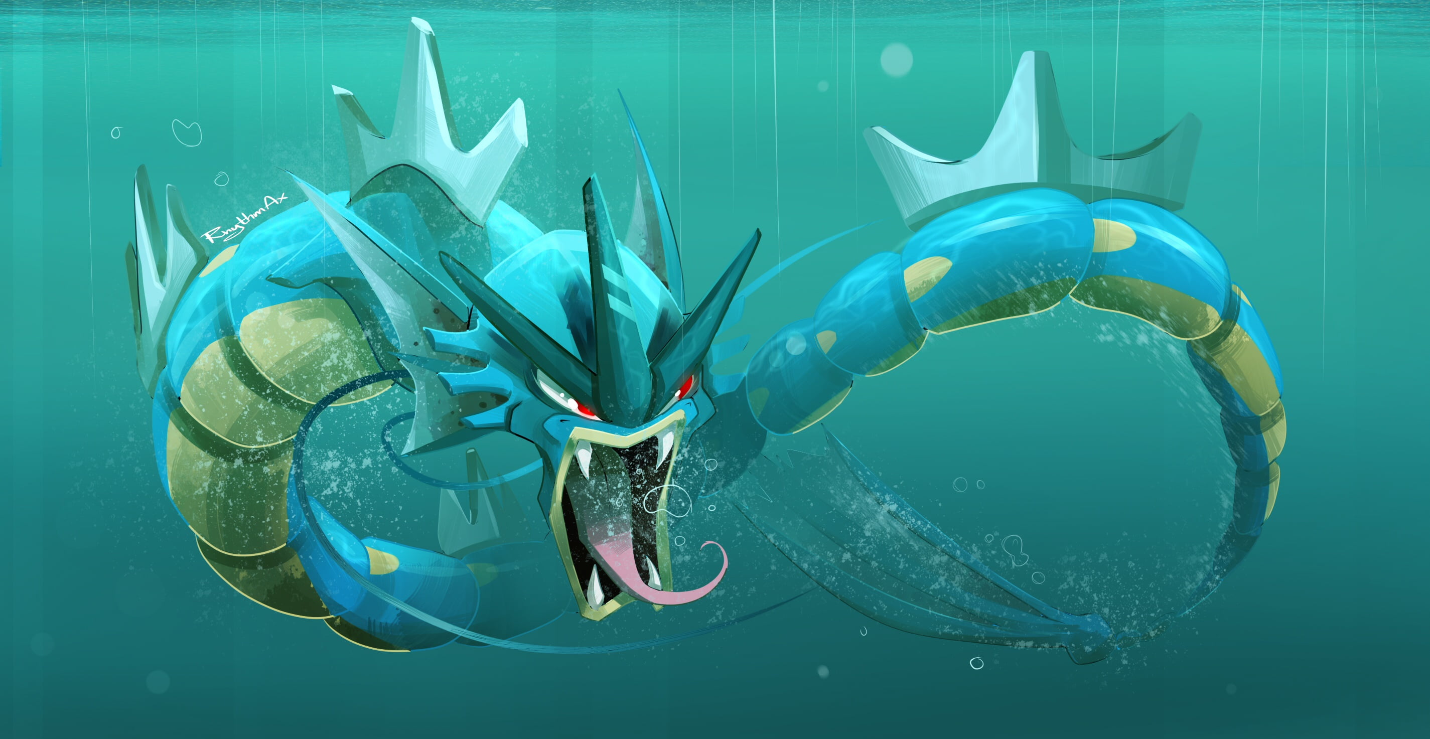 2K, water, dragon, Gardos, zwey, pokemon, Gyara dollar, Gyarados, HD Wallpaper
