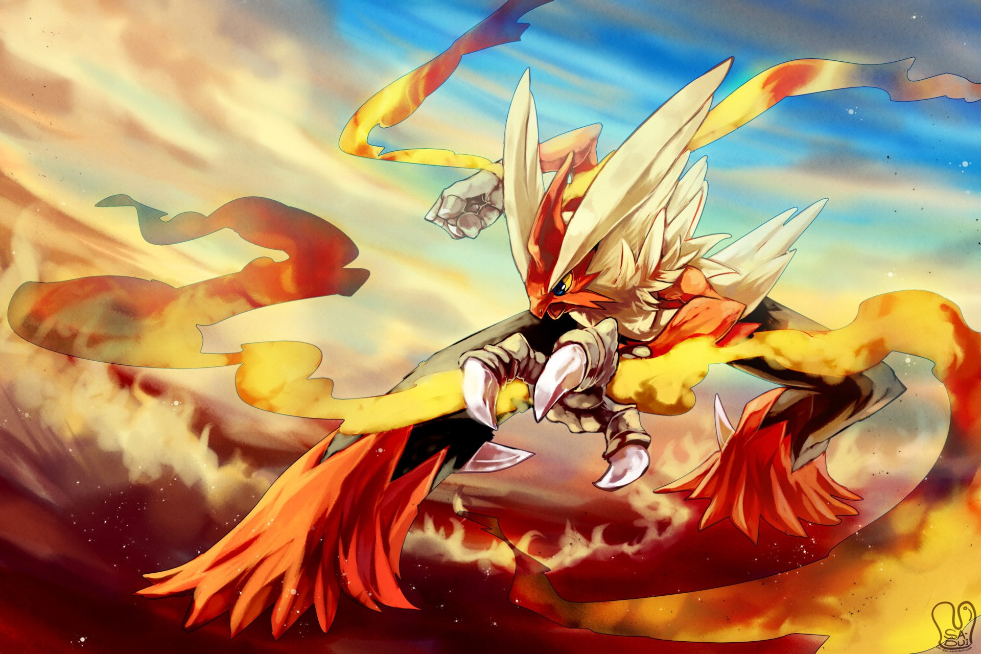close-up, Pokémon, Blaziken (Pokémon), outdoors, vulnerability, growth, yellow, no people, water, Mega Blaziken (Pokémon), nature, pollen, plant, HD Wallpaper