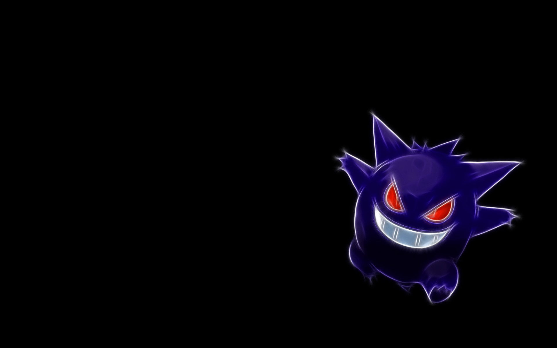 fire, nature, night, burning, copy space, dark, blue, flame, Gengar (Pokémon), illustration, Pokémon, motion, black background, 1080P, illuminated, fire - natural phenomenon, HD Wallpaper