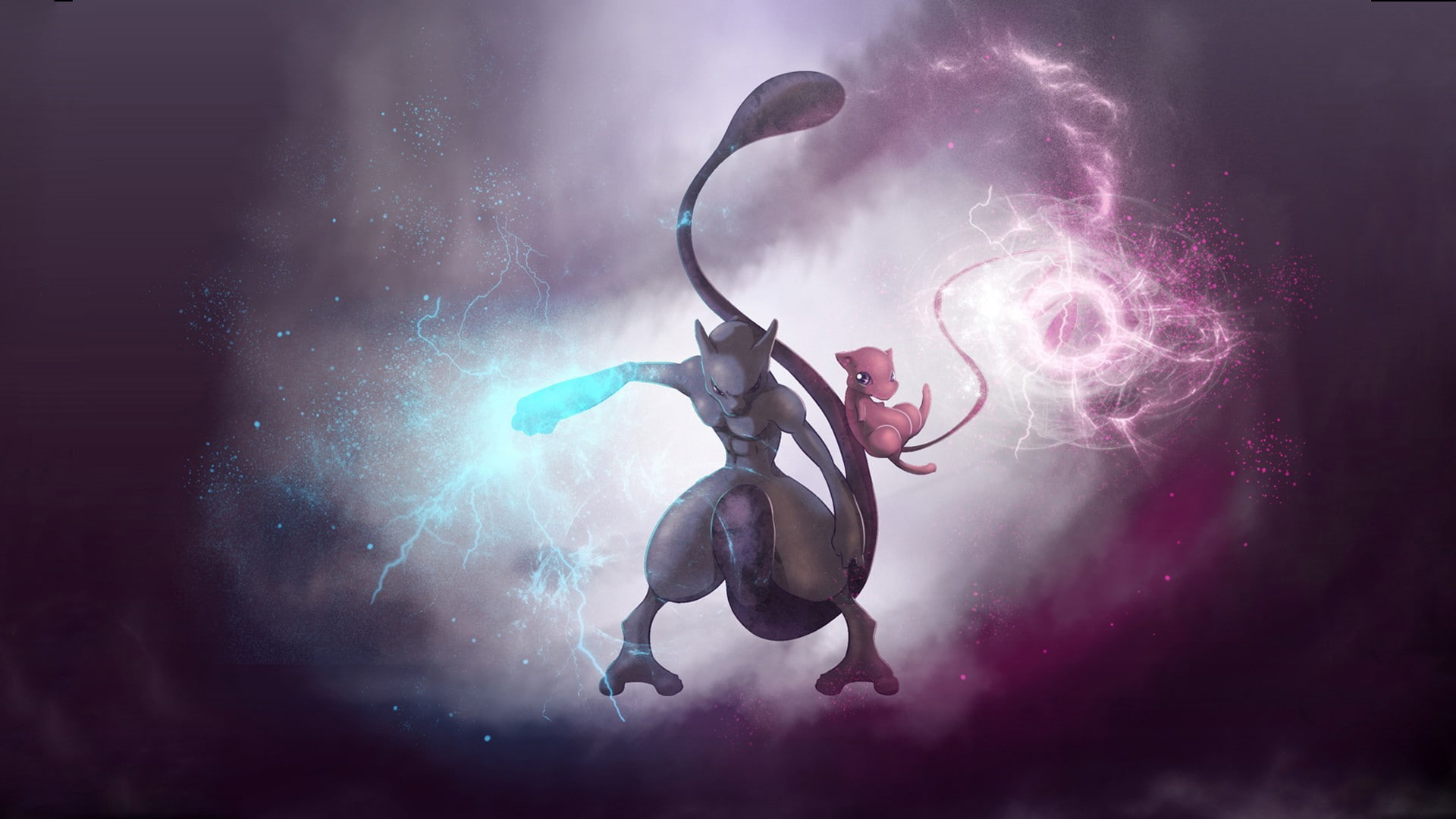 Mewtwo, Mew, video games, Pokémon, 1080P, HD Wallpaper