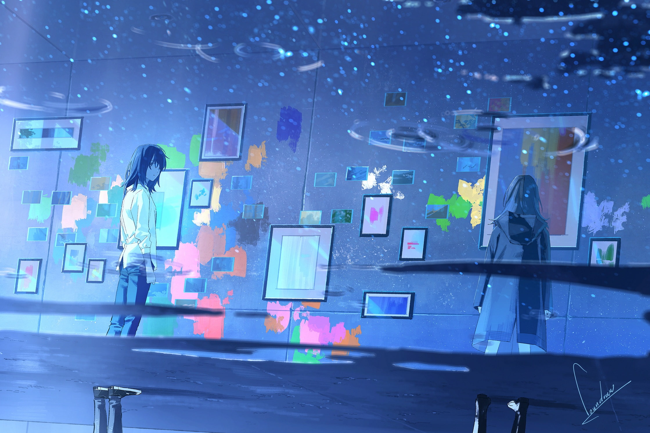 1080P, anime girls, anime, blue, Anime Grasoso, colorful, HD Wallpaper