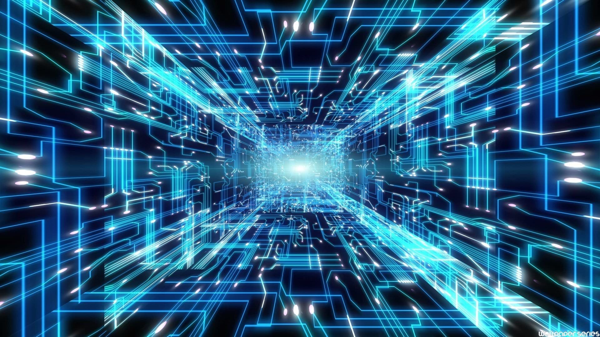 connection, blue, data, electrical equipment, cyberspace, abstract, 1080P, light - natural phenomenon, glowing, bright, pattern, backgrounds, no people, HD Wallpaper