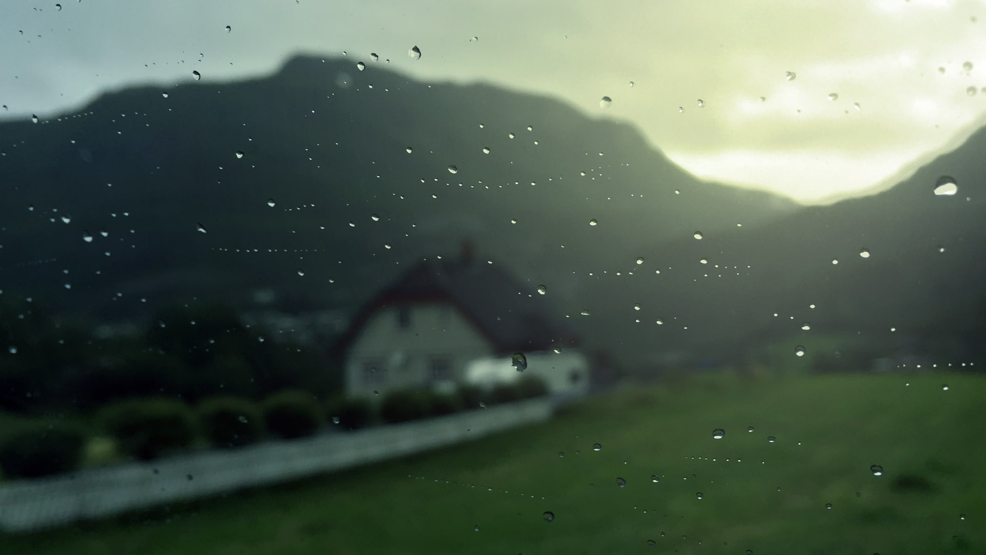 window, no people, sky, architecture, glass - material, rain, drop, environment, plant, 1080P, outdoors, built structure, raindrop, 3,316 16:9 Aspect Ratio s (SFW), HD Wallpaper
